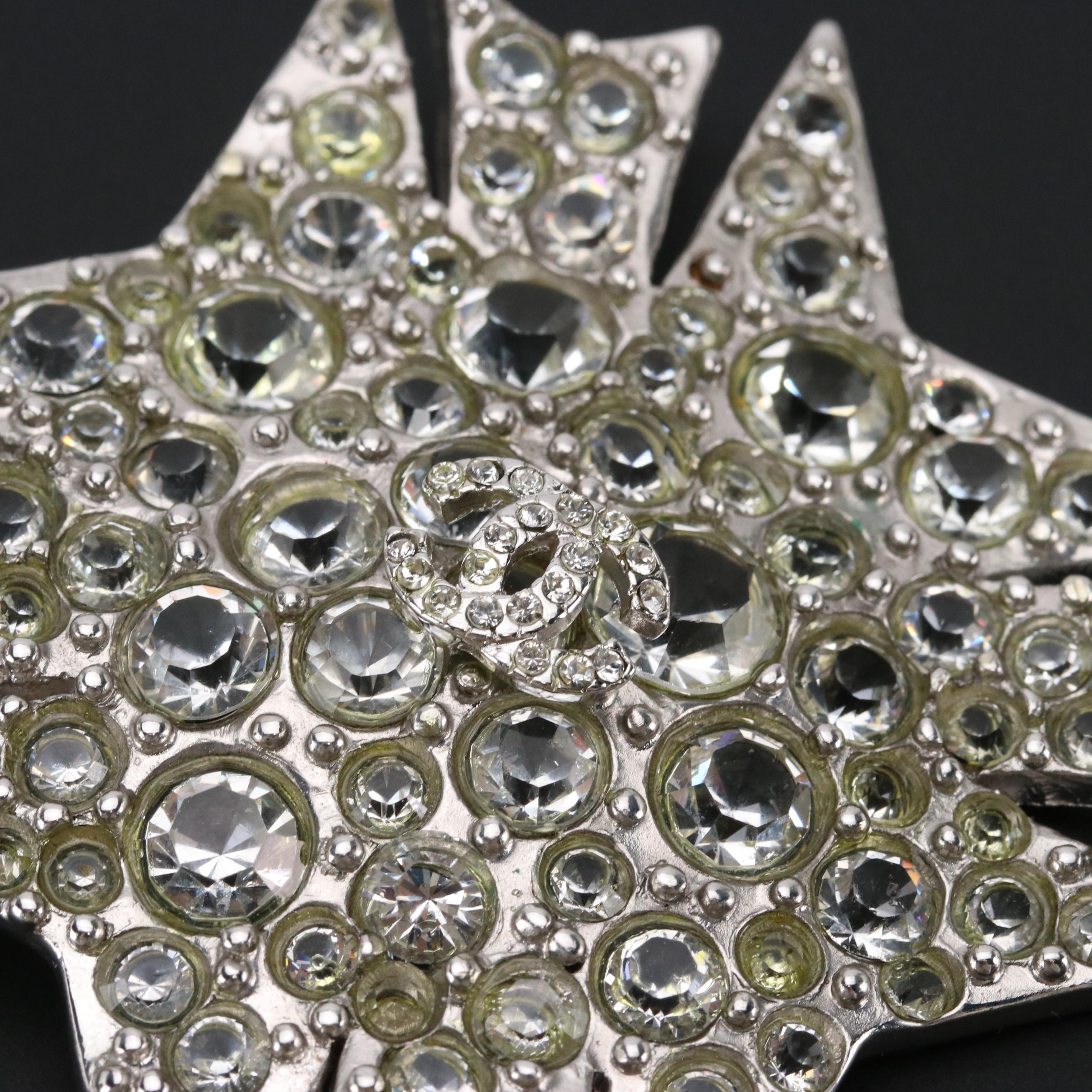 Chanel CC Crystal Maltese Cross Brooch