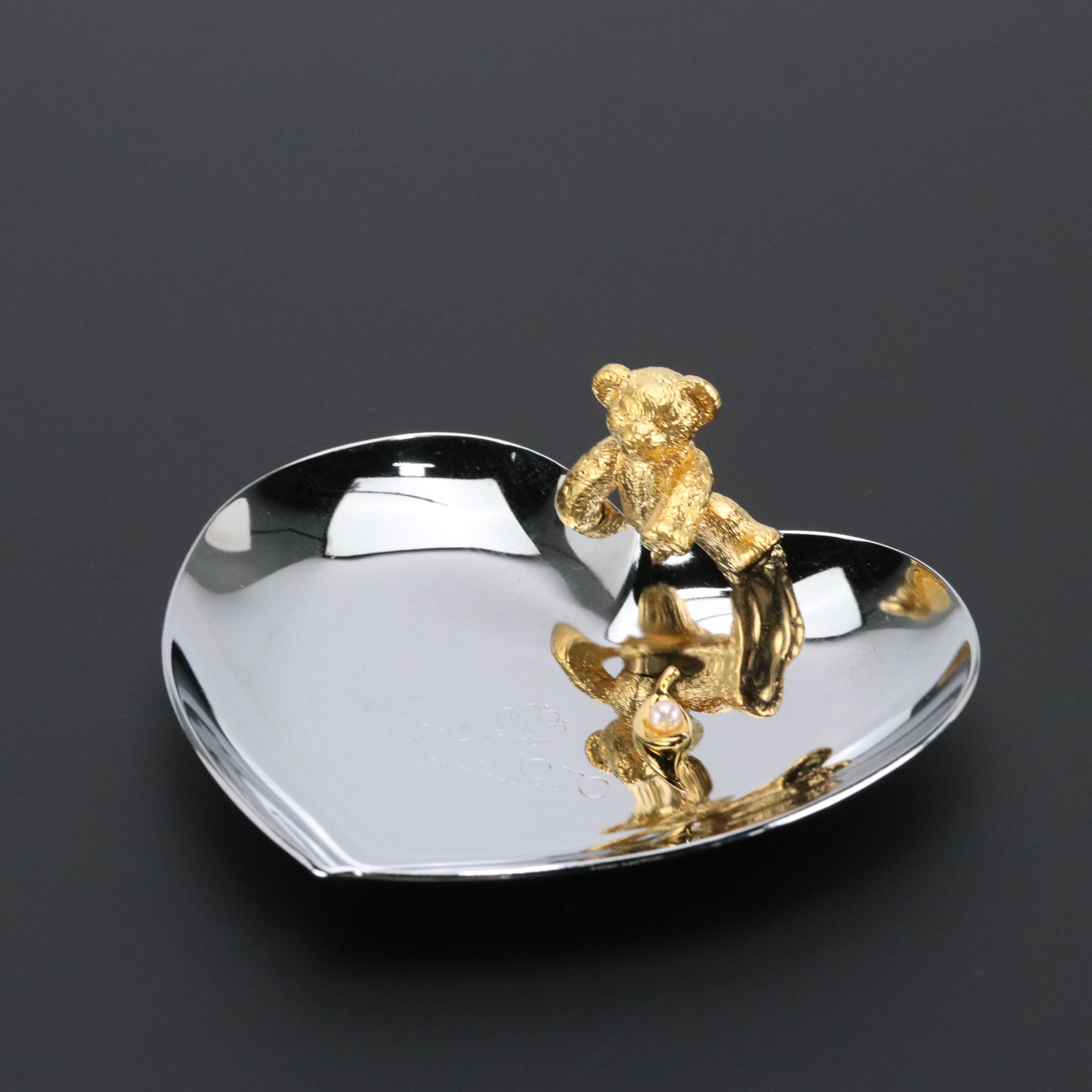 Mikimoto Pearl Teddy Bear Heart-Shape Jewelry Tray