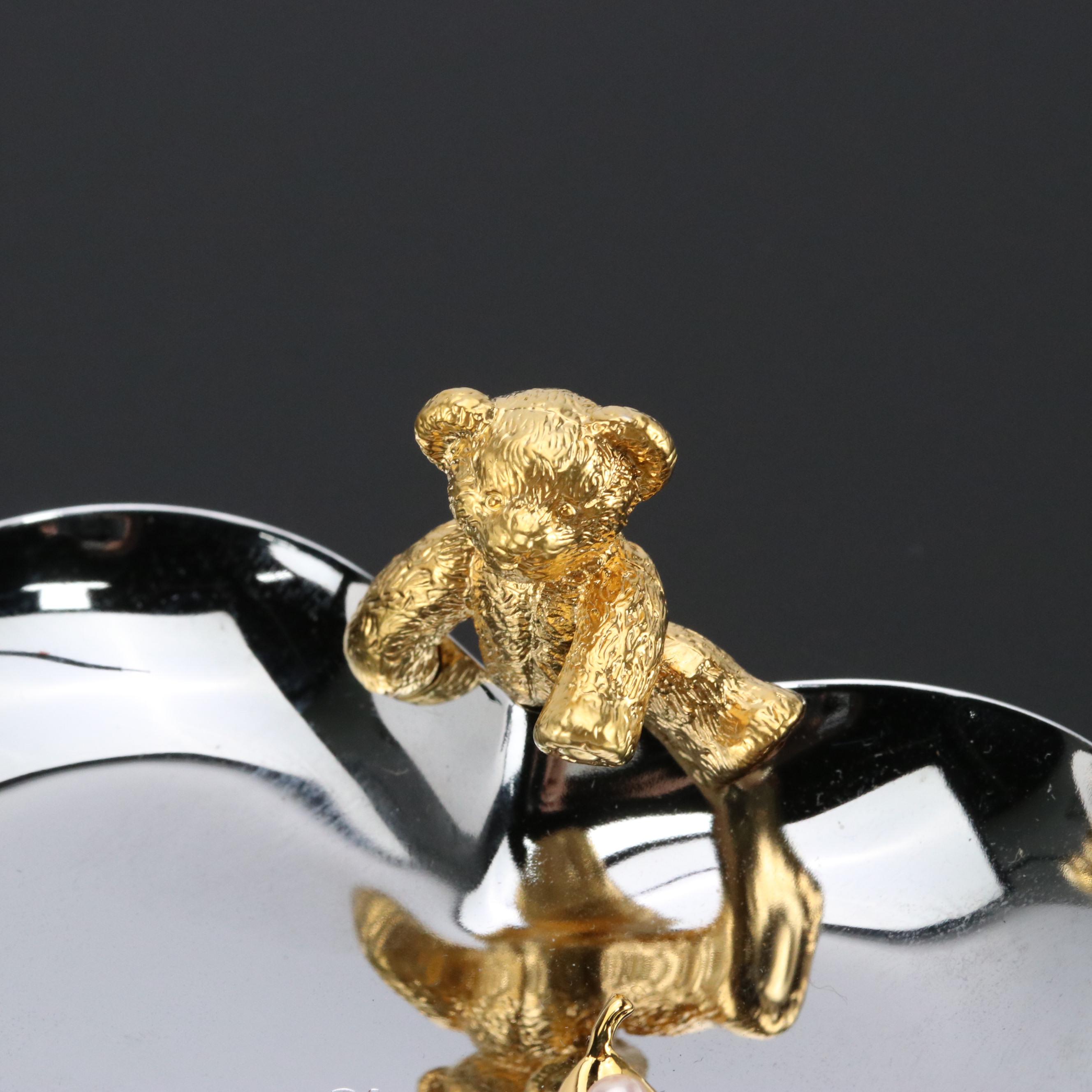 Mikimoto Pearl Teddy Bear Heart-Shape Jewelry Tray