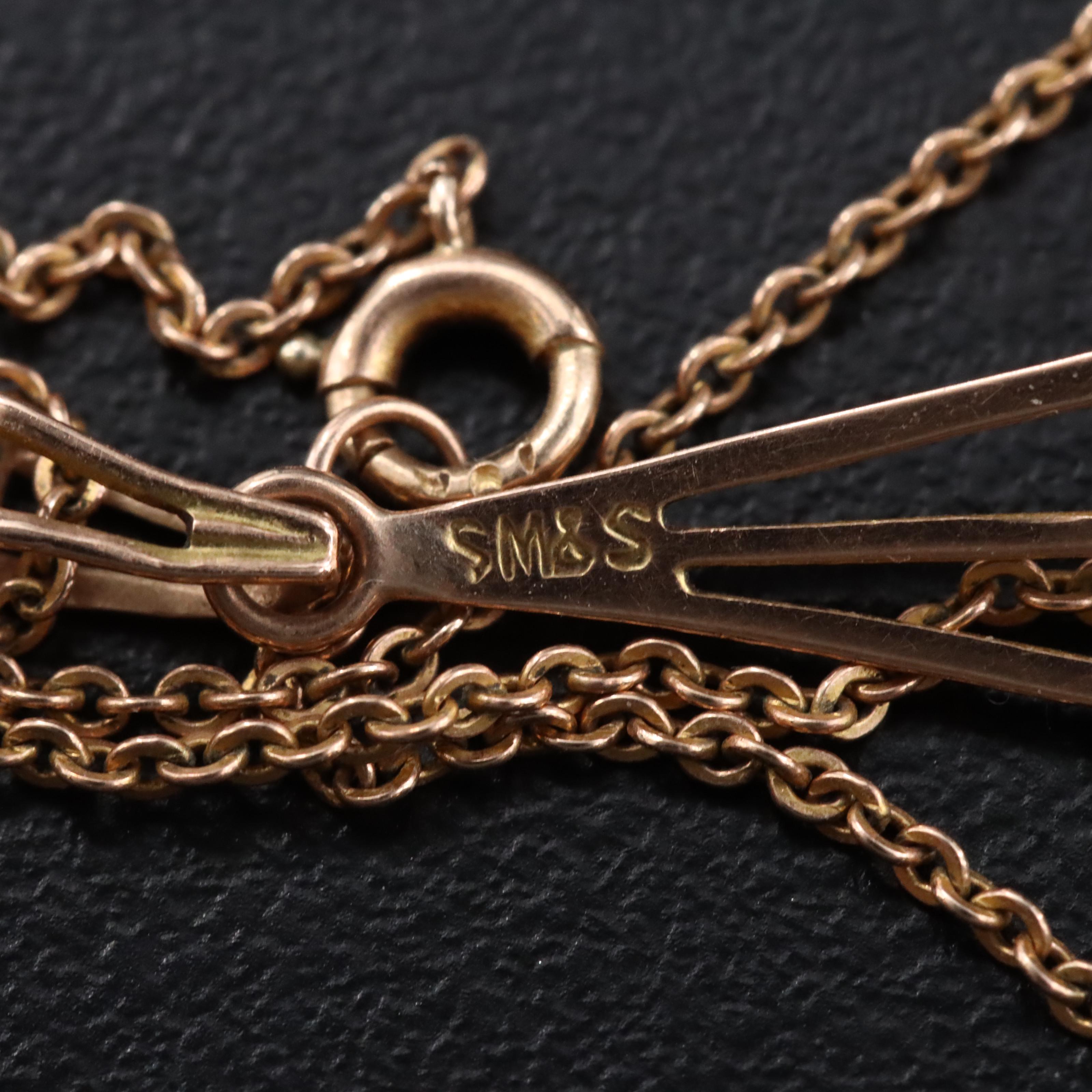 Victorian 10K Seed Pearl and Enamel Lavalier Pendant Necklace