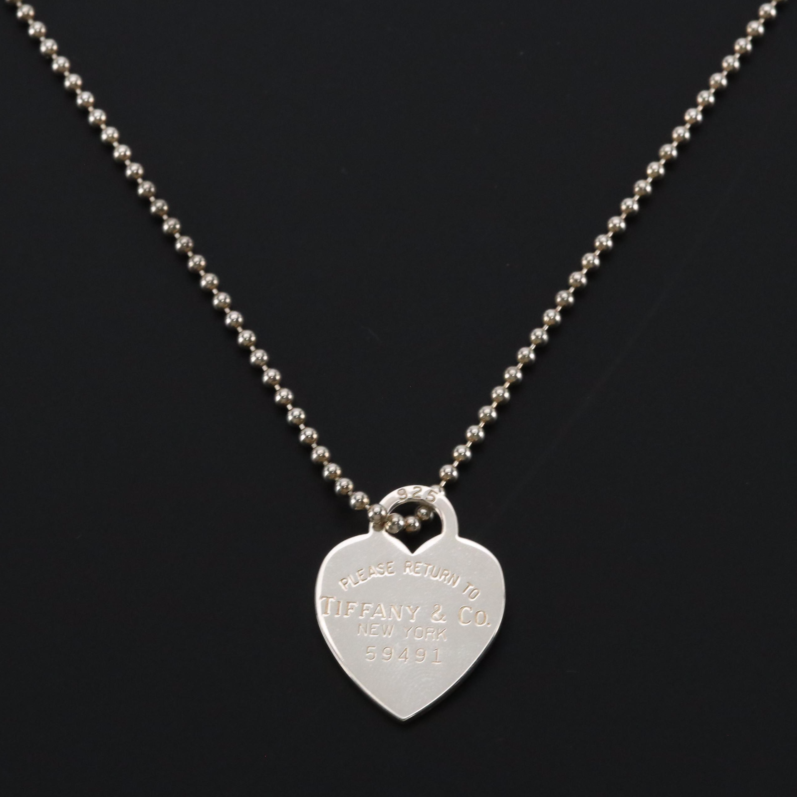 Tiffany & Co. "Return to Tiffany" Sterling Large Heart Pendant Necklace With Box