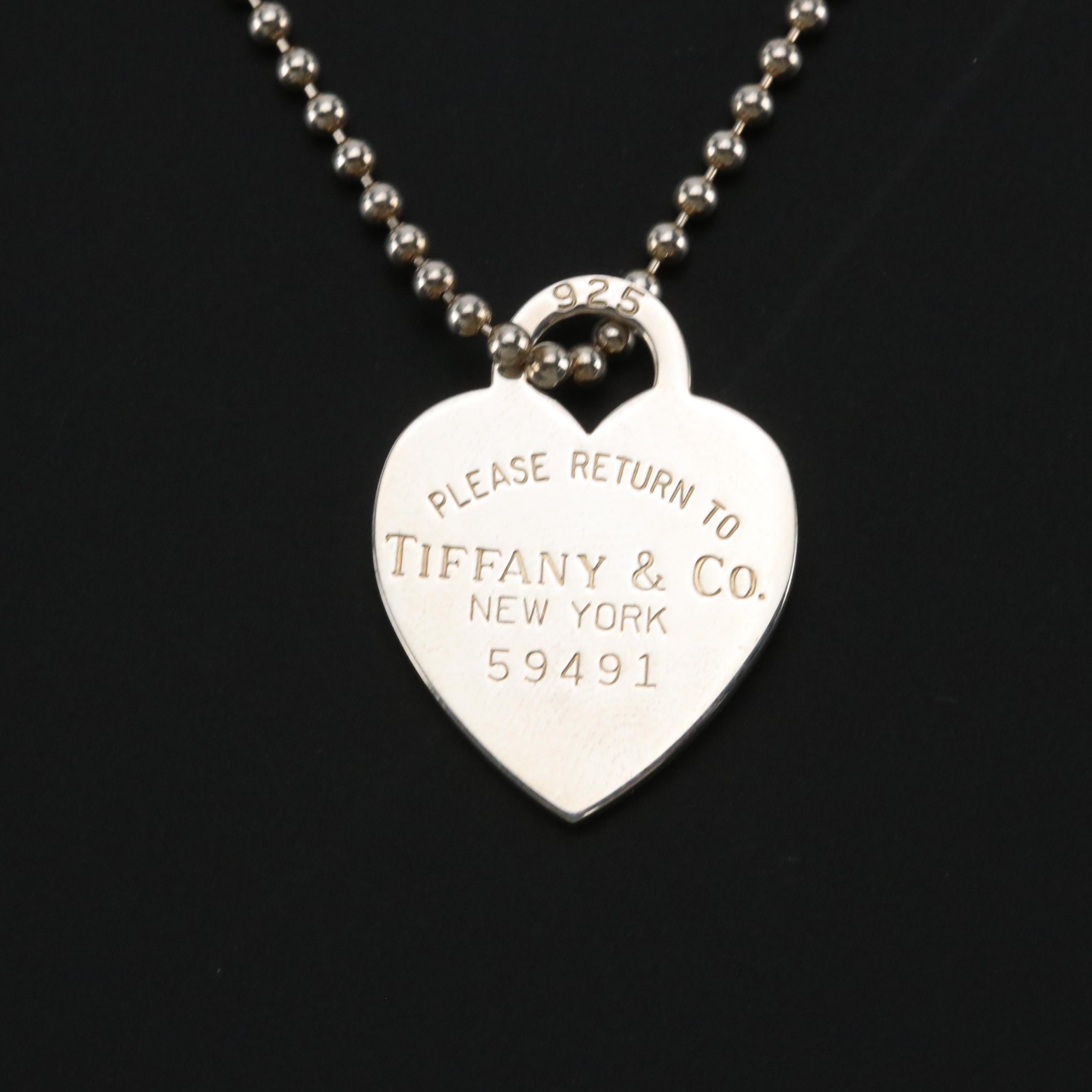 Tiffany & Co. "Return to Tiffany" Sterling Large Heart Pendant Necklace With Box