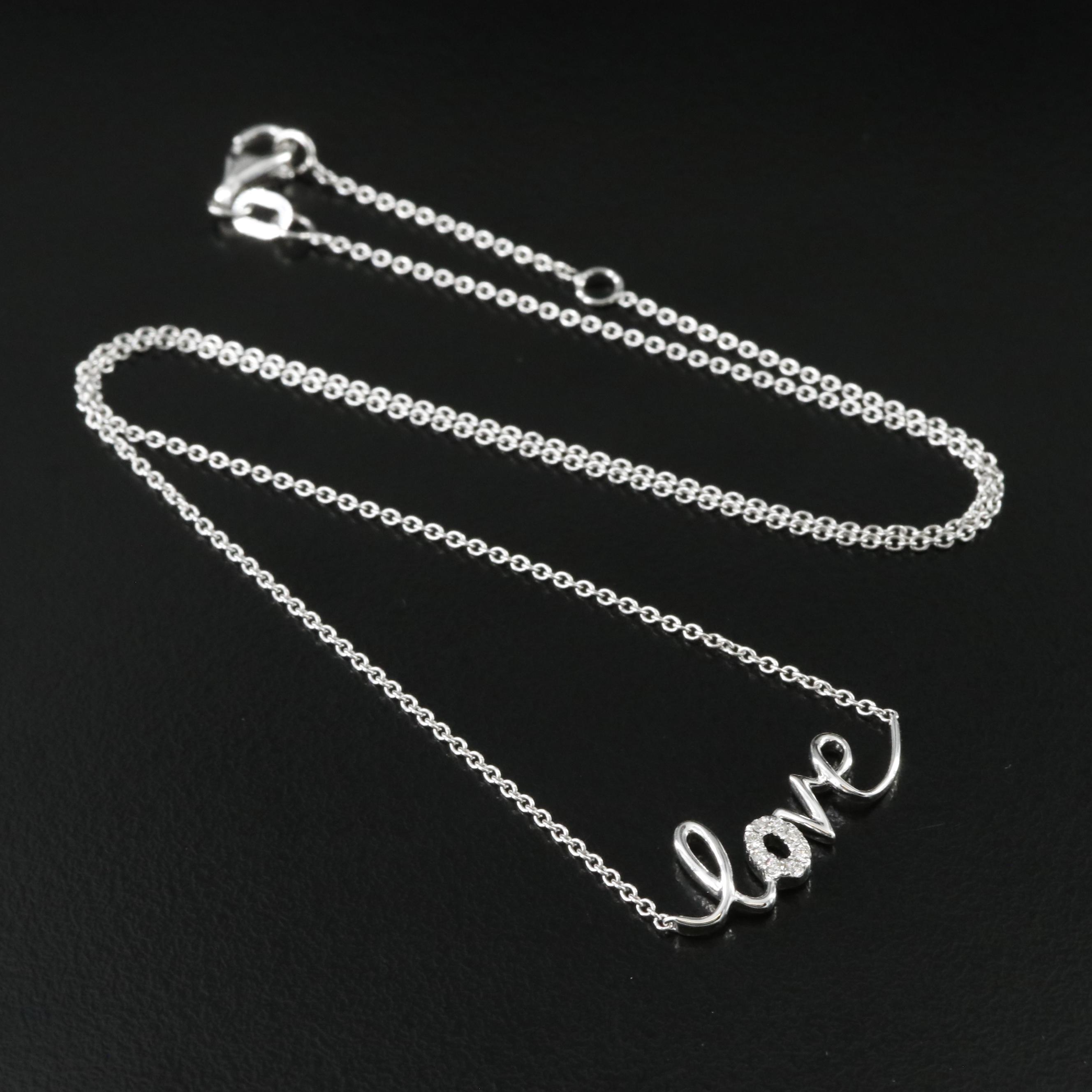 14K 0.08 CTW Diamond Love Necklace
