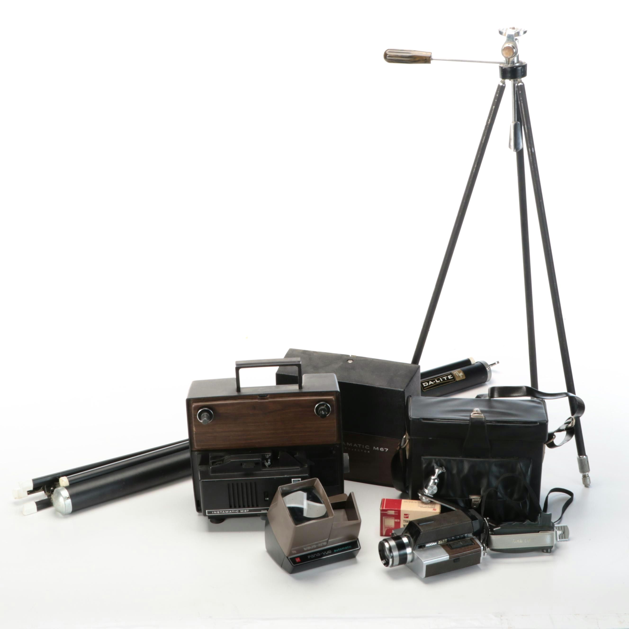 Kodak XL55 Movie Camera with Instamatic Projector, Screen, and Tripod