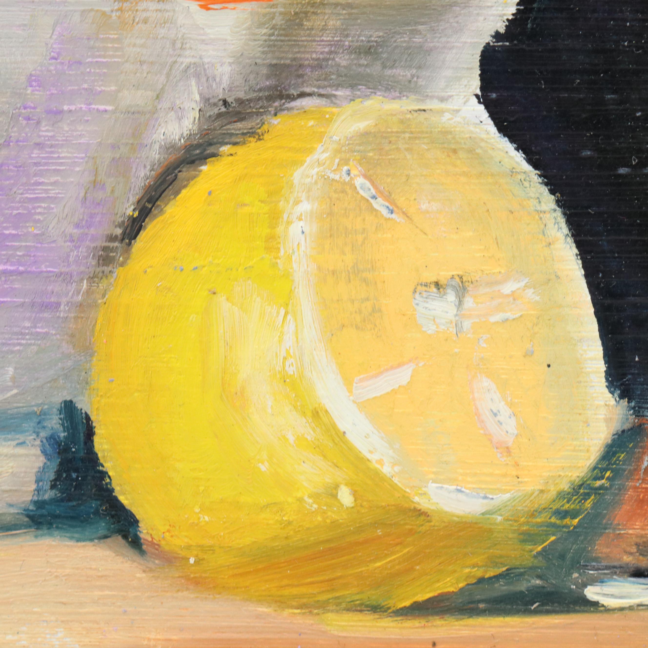 Natalia Demenko Still Life Oil Painting with Lemons and Martini, 21st Century