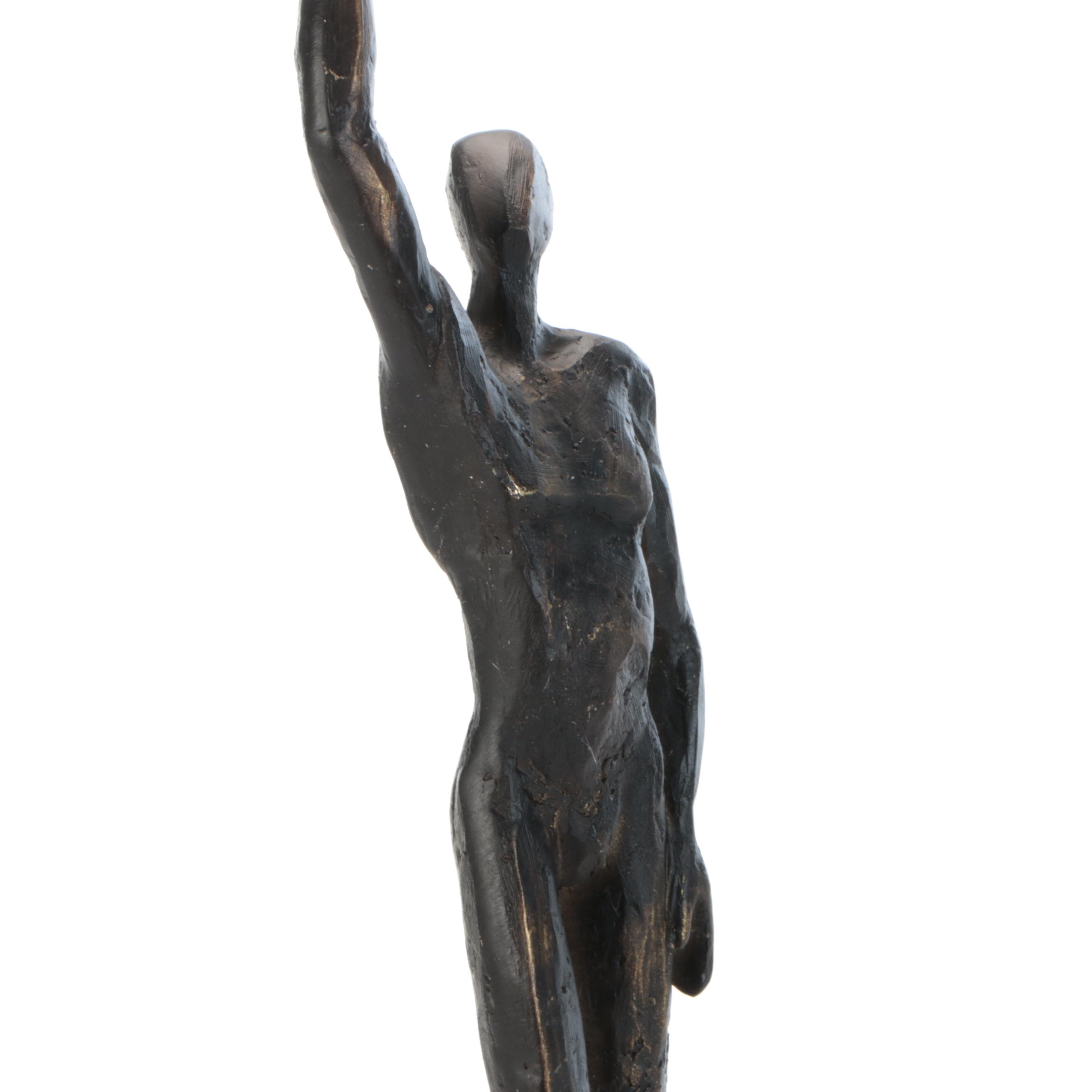 DecMode Resin "People" Sculpture on Stainless Steel Ball and Stone Base