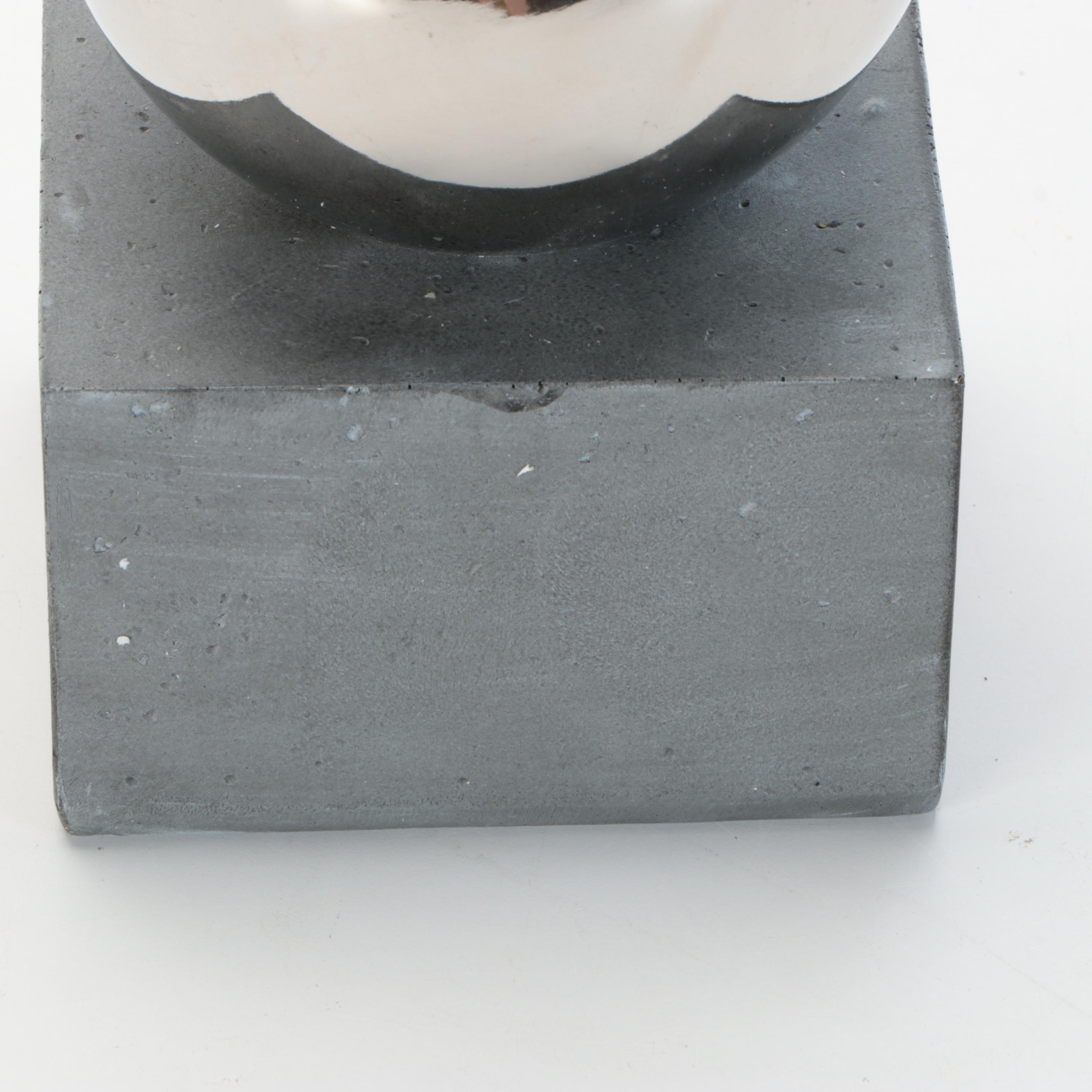 DecMode Resin "People" Sculpture on Stainless Steel Ball and Stone Base