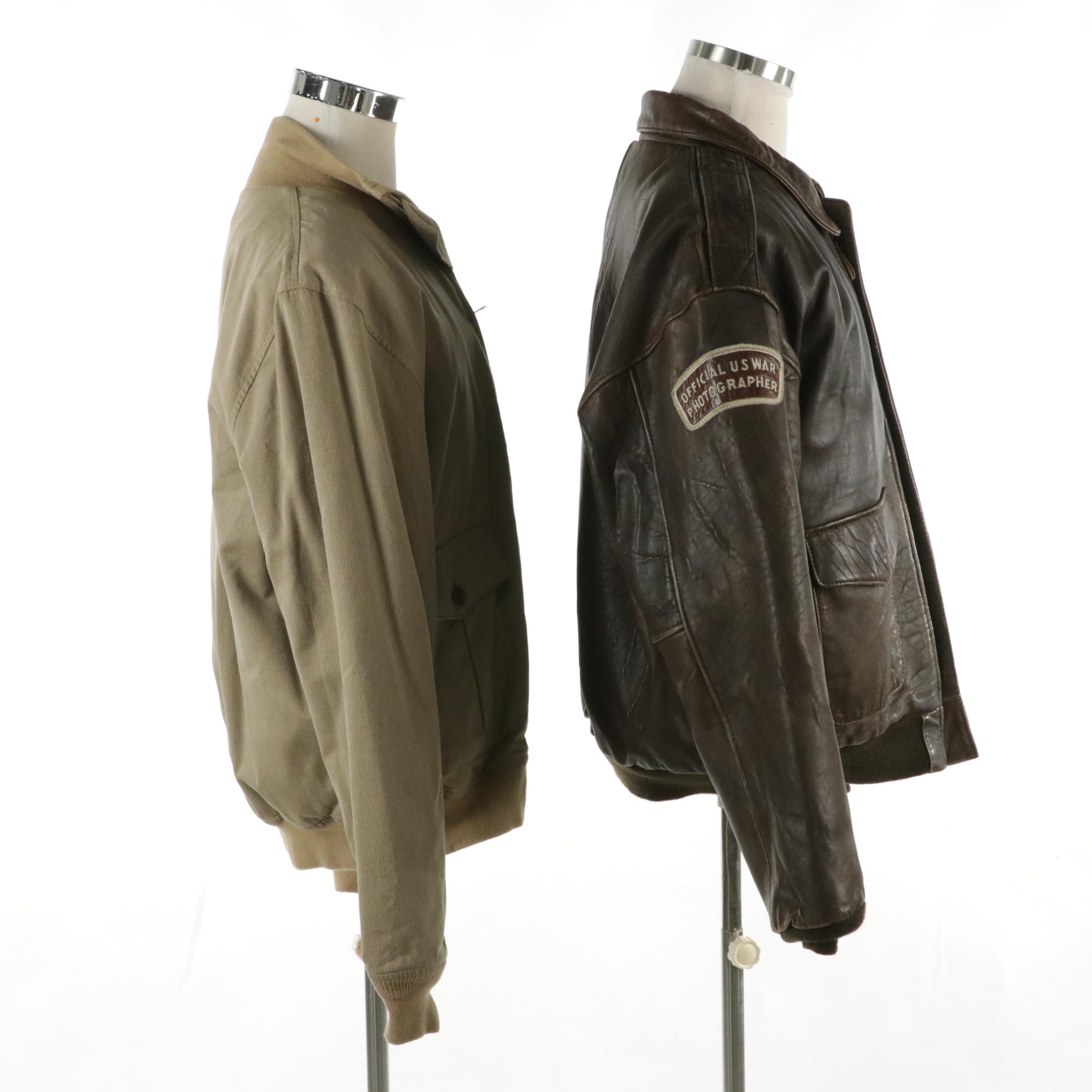 Men's Will & Geiger and Avirex Limited Brown Leather Bomber Jacket & Zip Jacket
