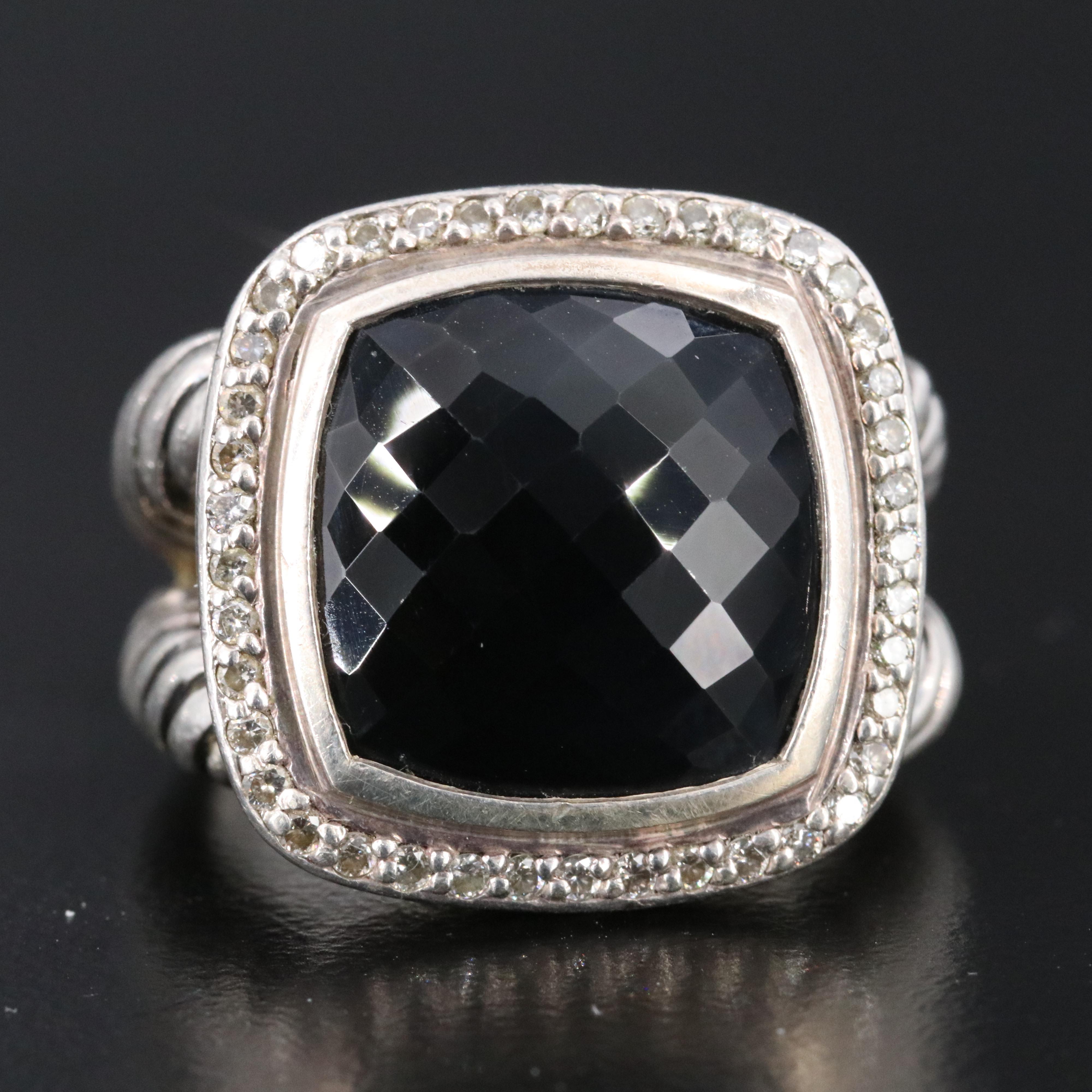David Yurman Albion Black Onyx and 0.29 CTW Diamond Ring