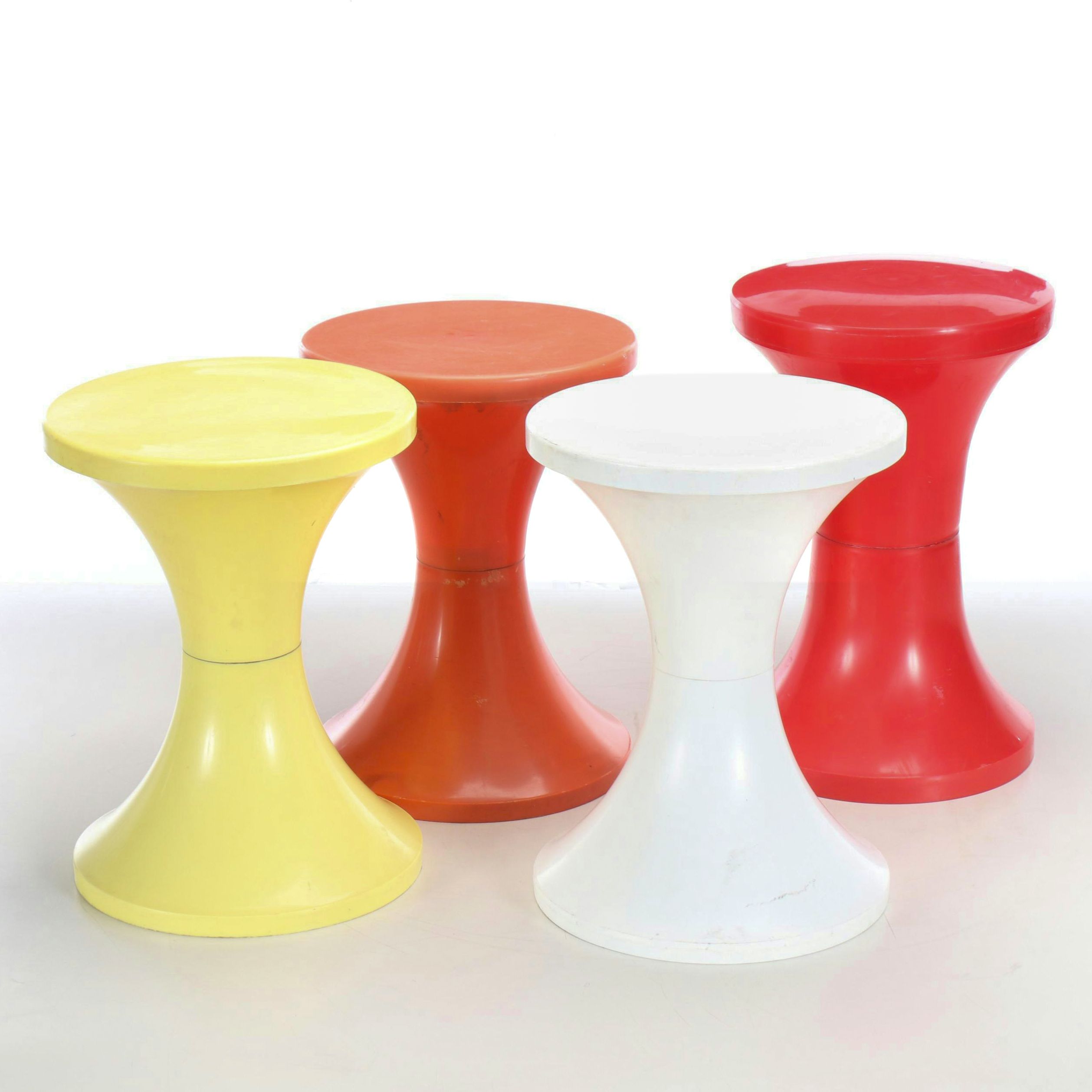 Vintage Plastic Tam Tam Stools After Henry Massonnet