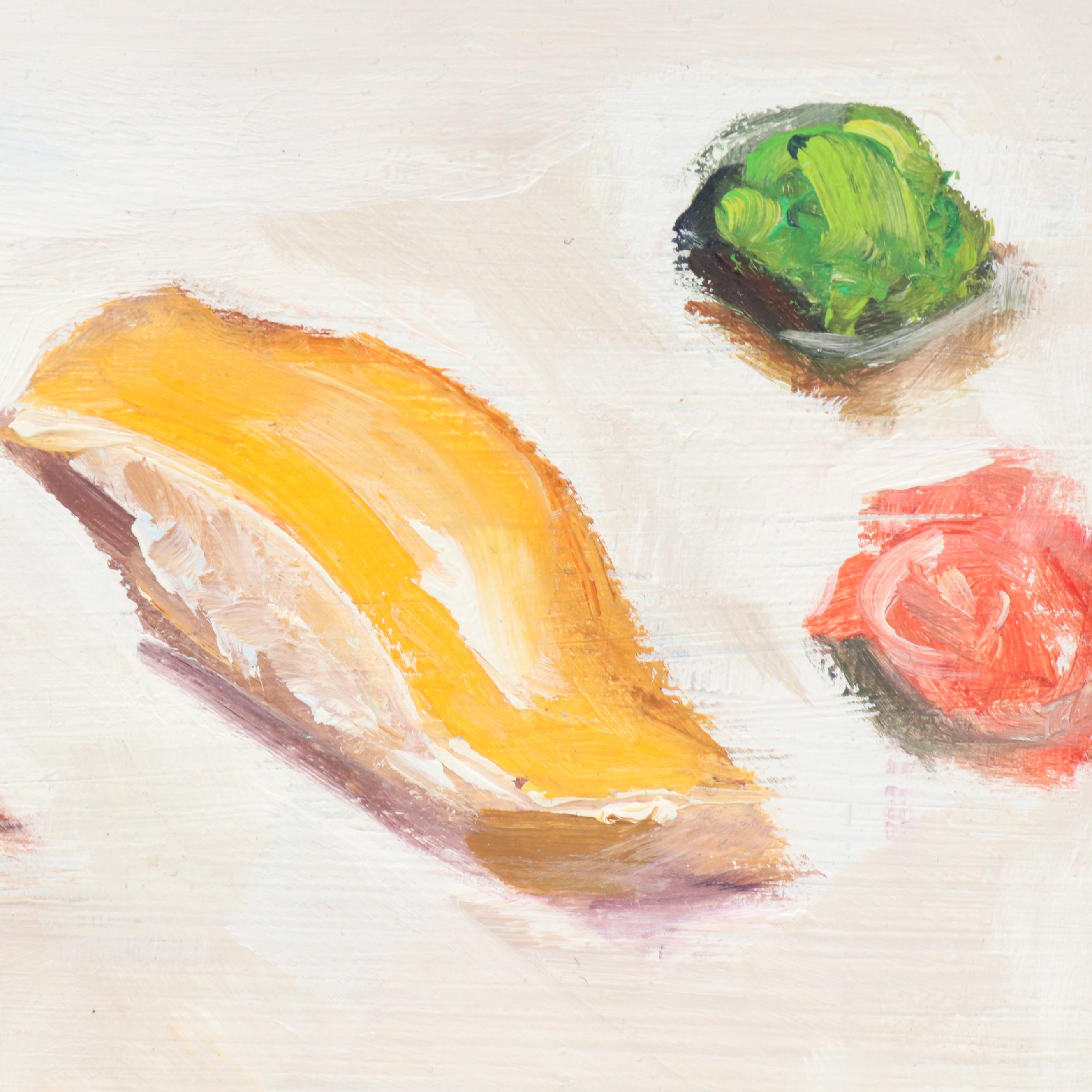 Natalia Demenko Still Life Oil Painting of Sushi, 21st Century