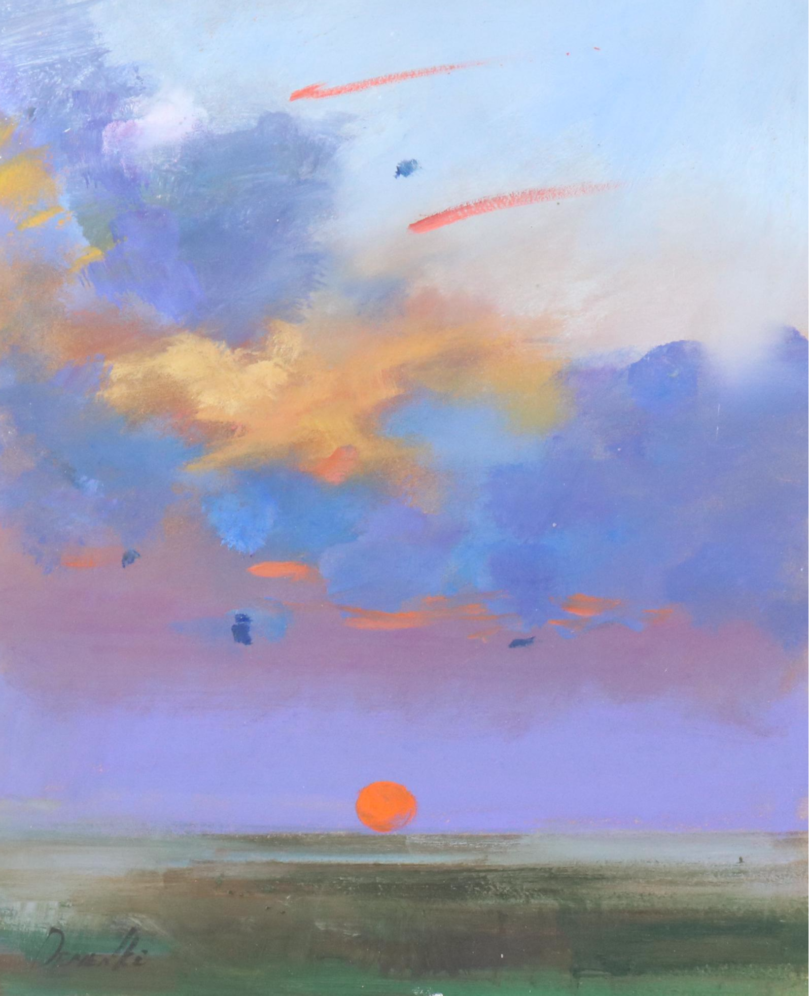 Natalia Demenko Landscape Oil Painting of Sunset, 21st Century