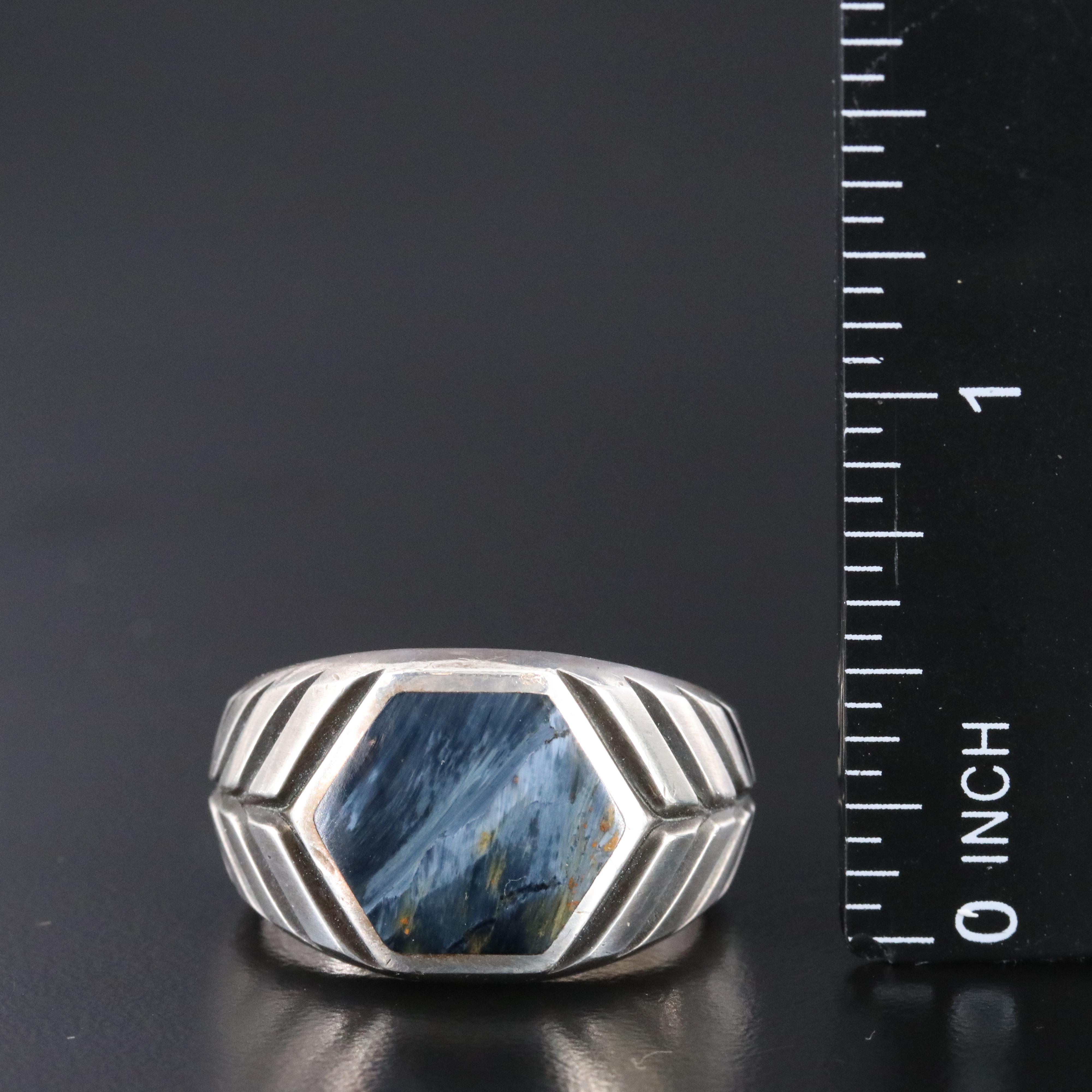 David Yurman Exotic Stone Sterling and Pietersite Ring