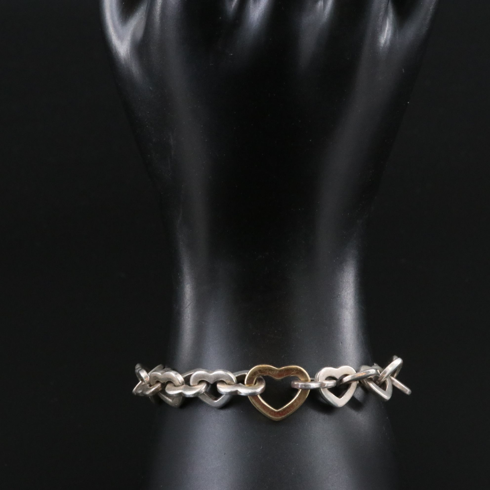 Tiffany & Co. Sterling and 18K Heart Link Bracelet