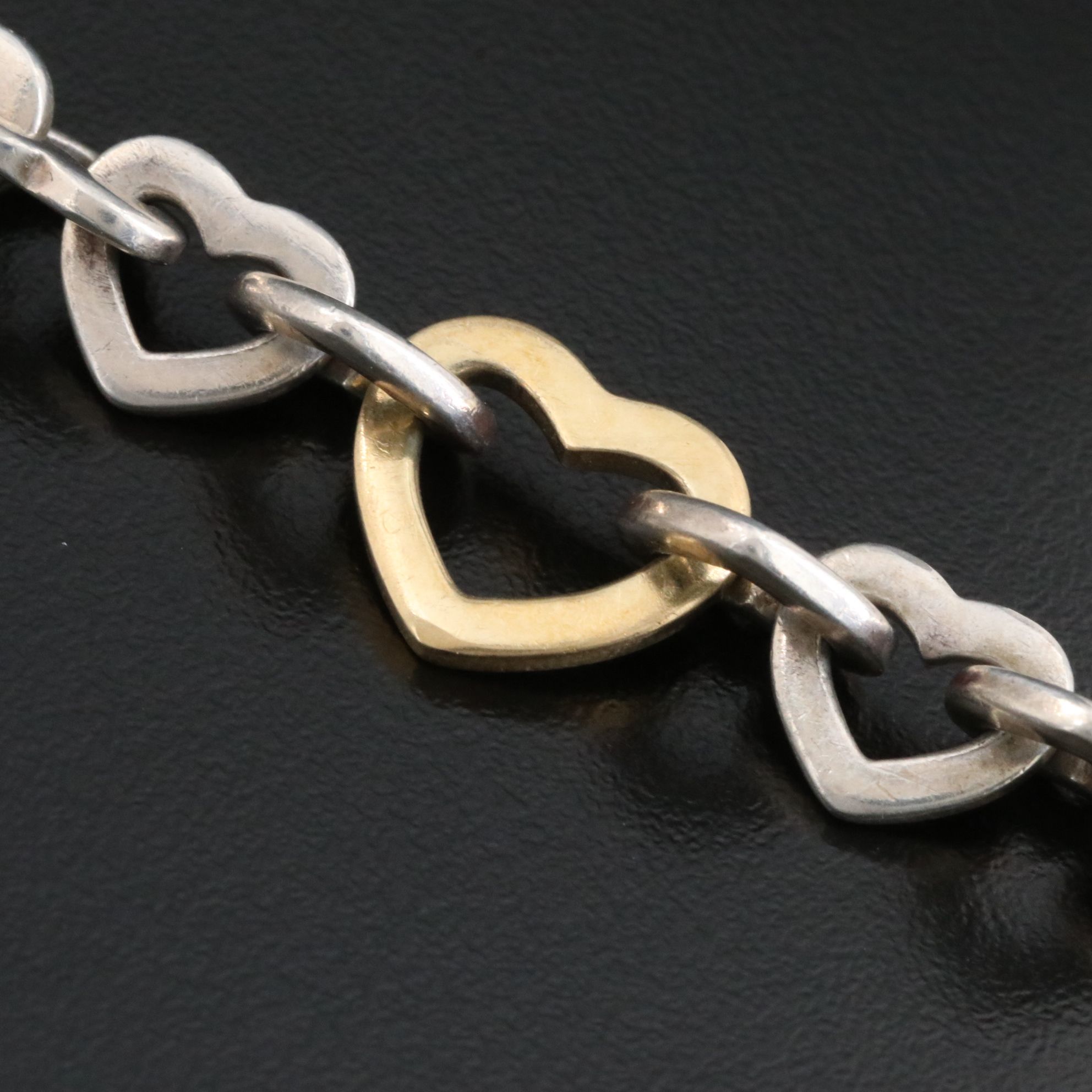 Tiffany & Co. Sterling and 18K Heart Link Bracelet