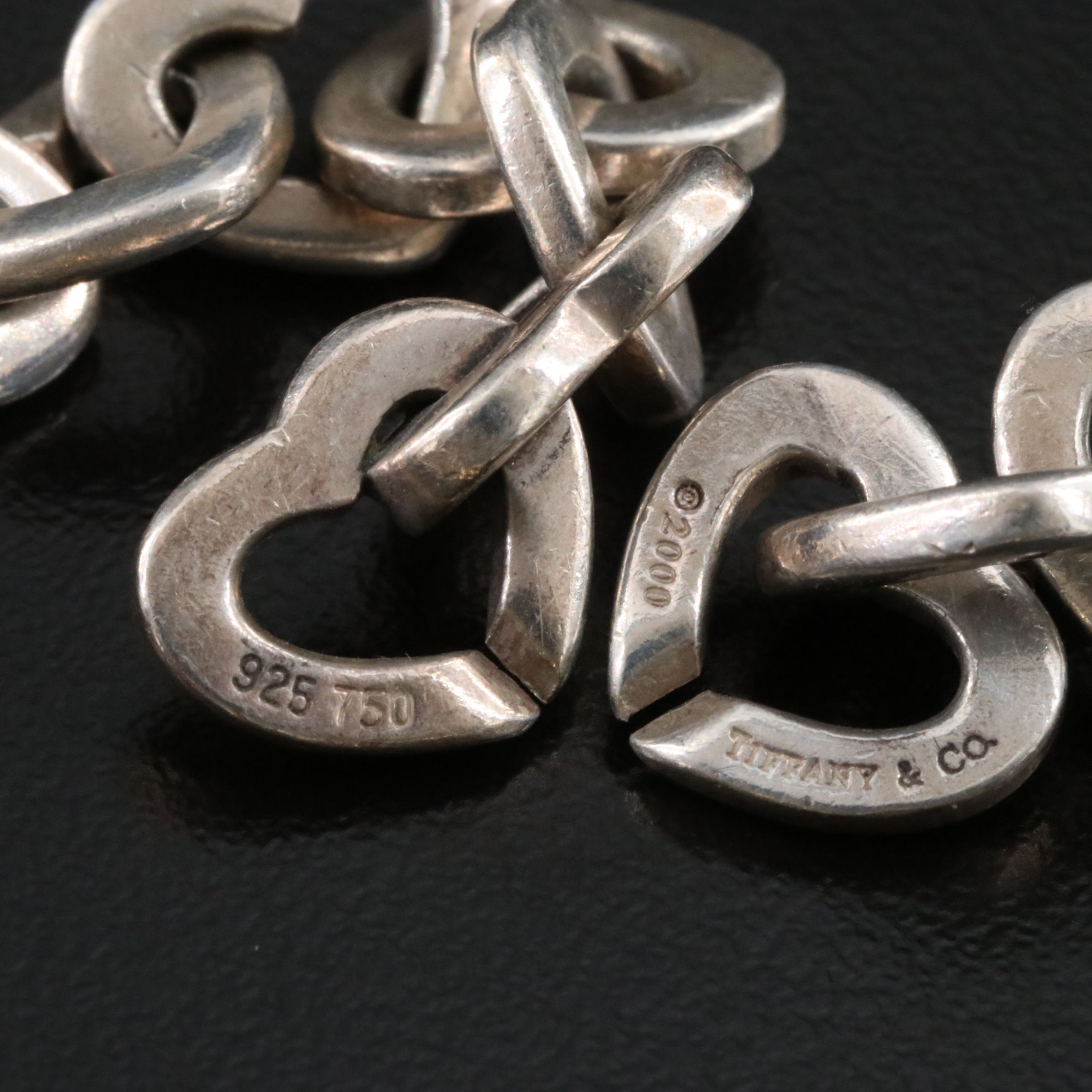 Tiffany & Co. Sterling and 18K Heart Link Bracelet