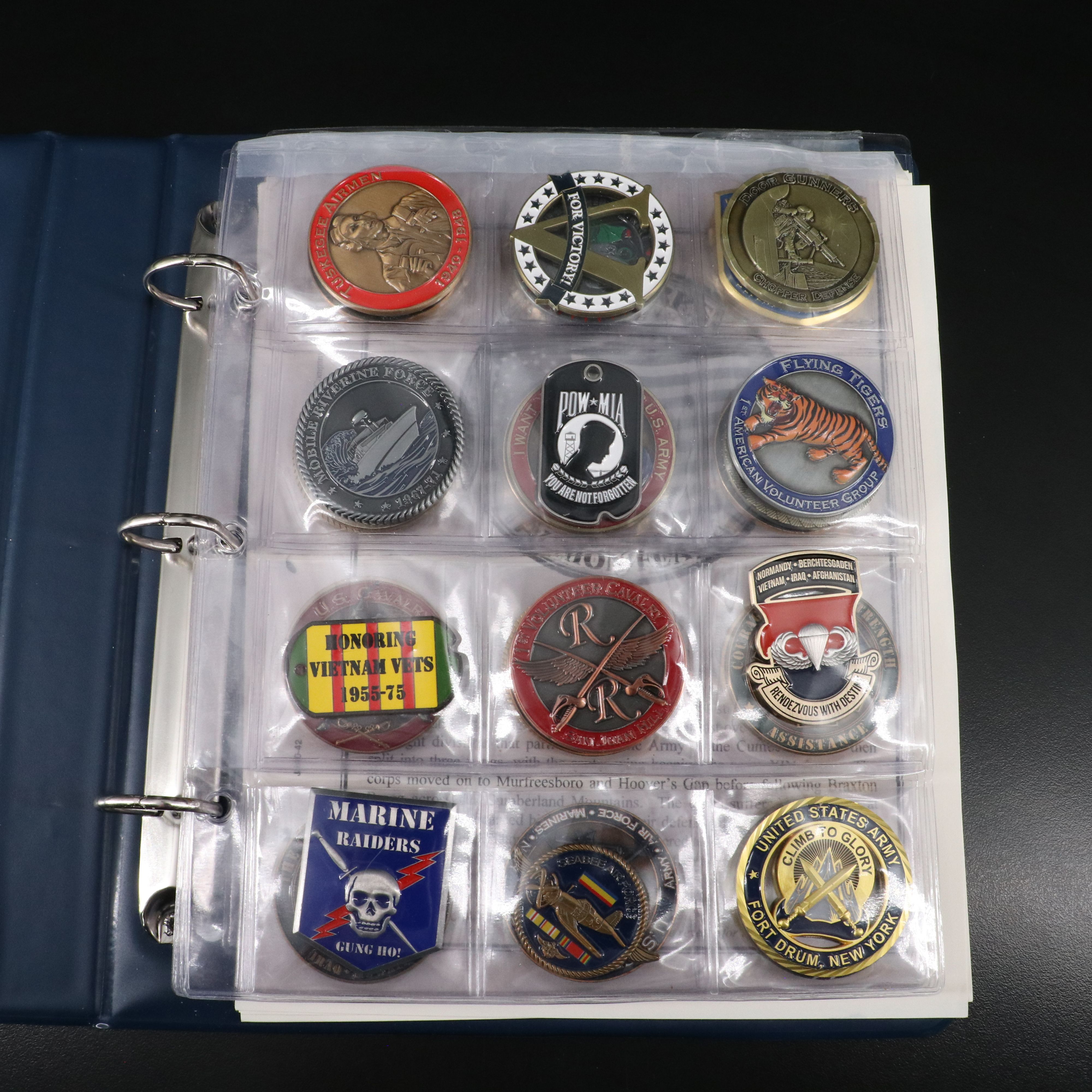 Collection of 37 U.S. Military Challenge Coins and Other Military Tokens