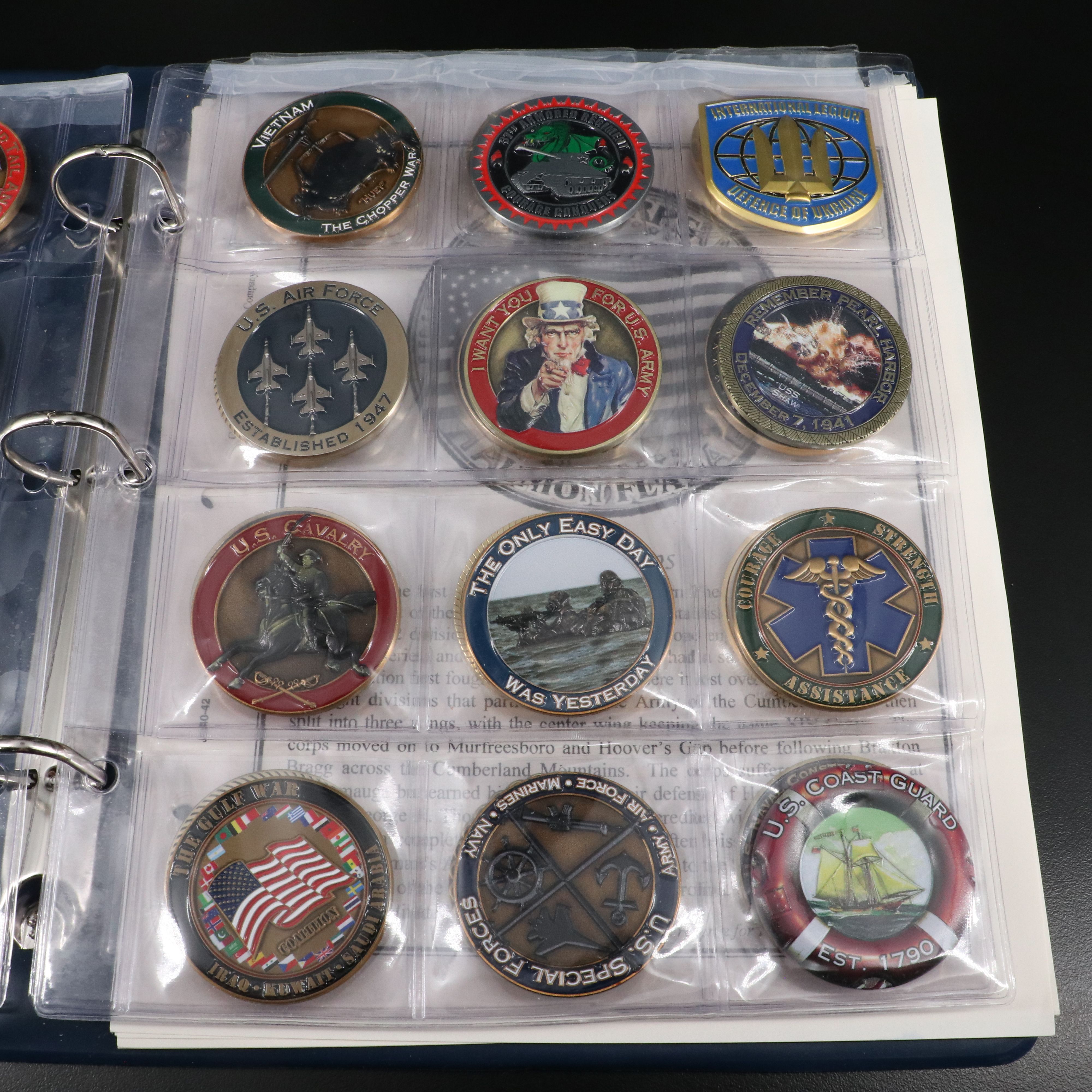 Collection of 37 U.S. Military Challenge Coins and Other Military Tokens