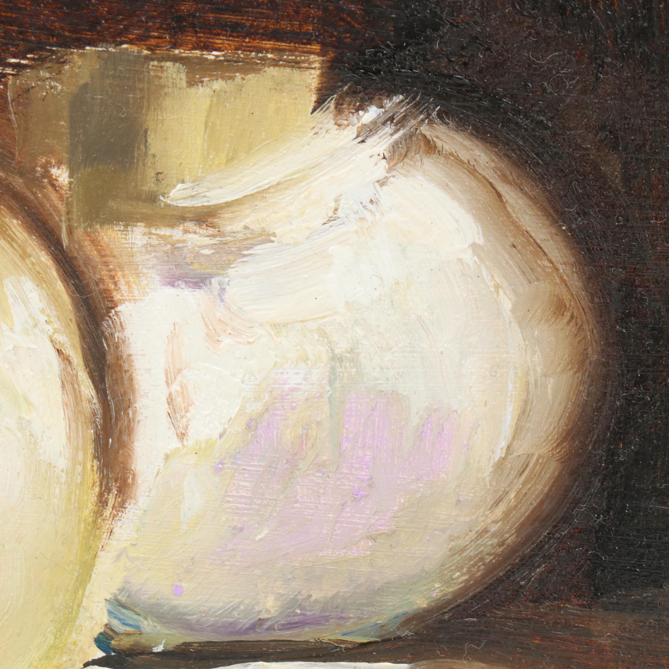 Natalia Demenko Still Life Oil Painting with Mushrooms, 21st Century