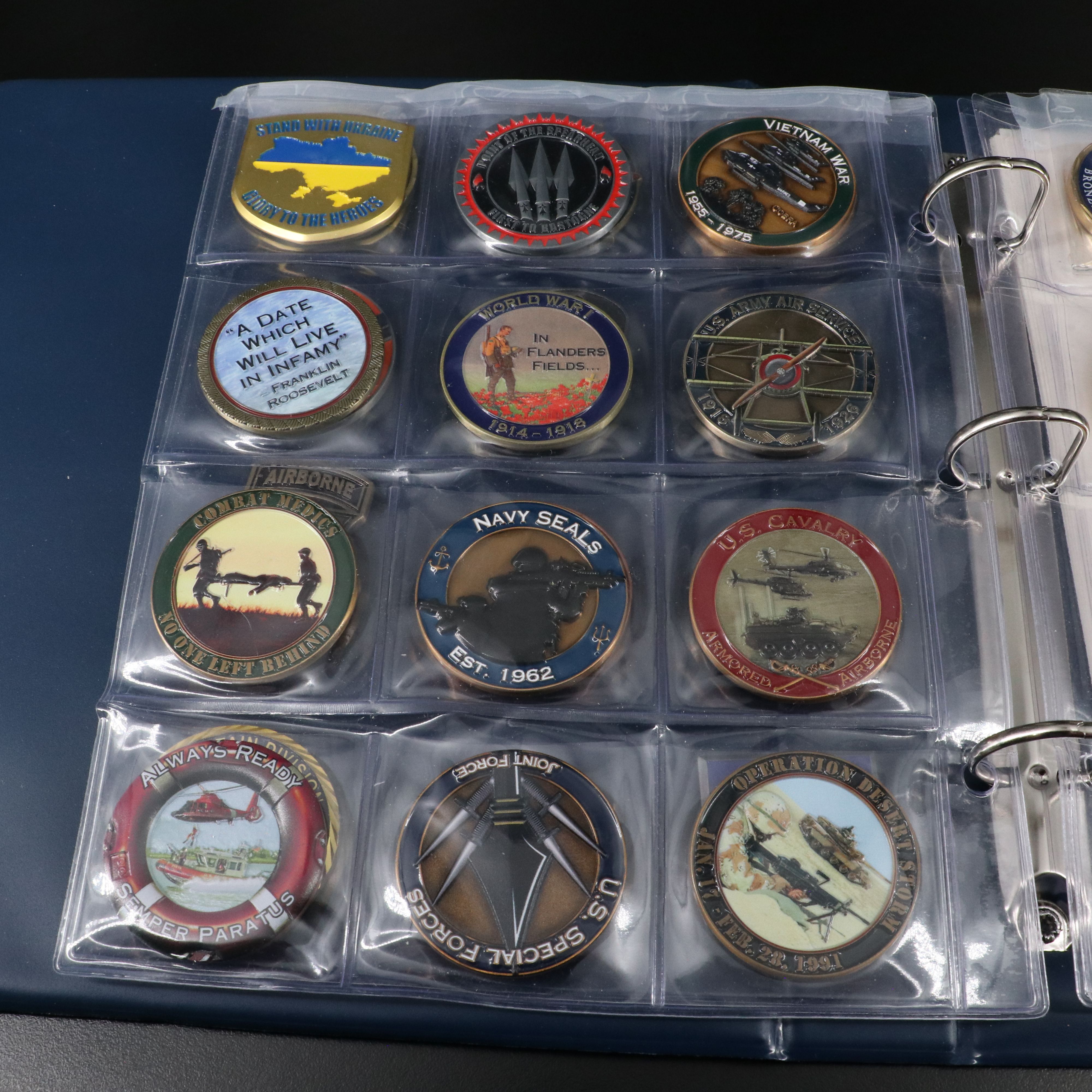 Collection of 37 U.S. Military Challenge Coins and Other Military Tokens