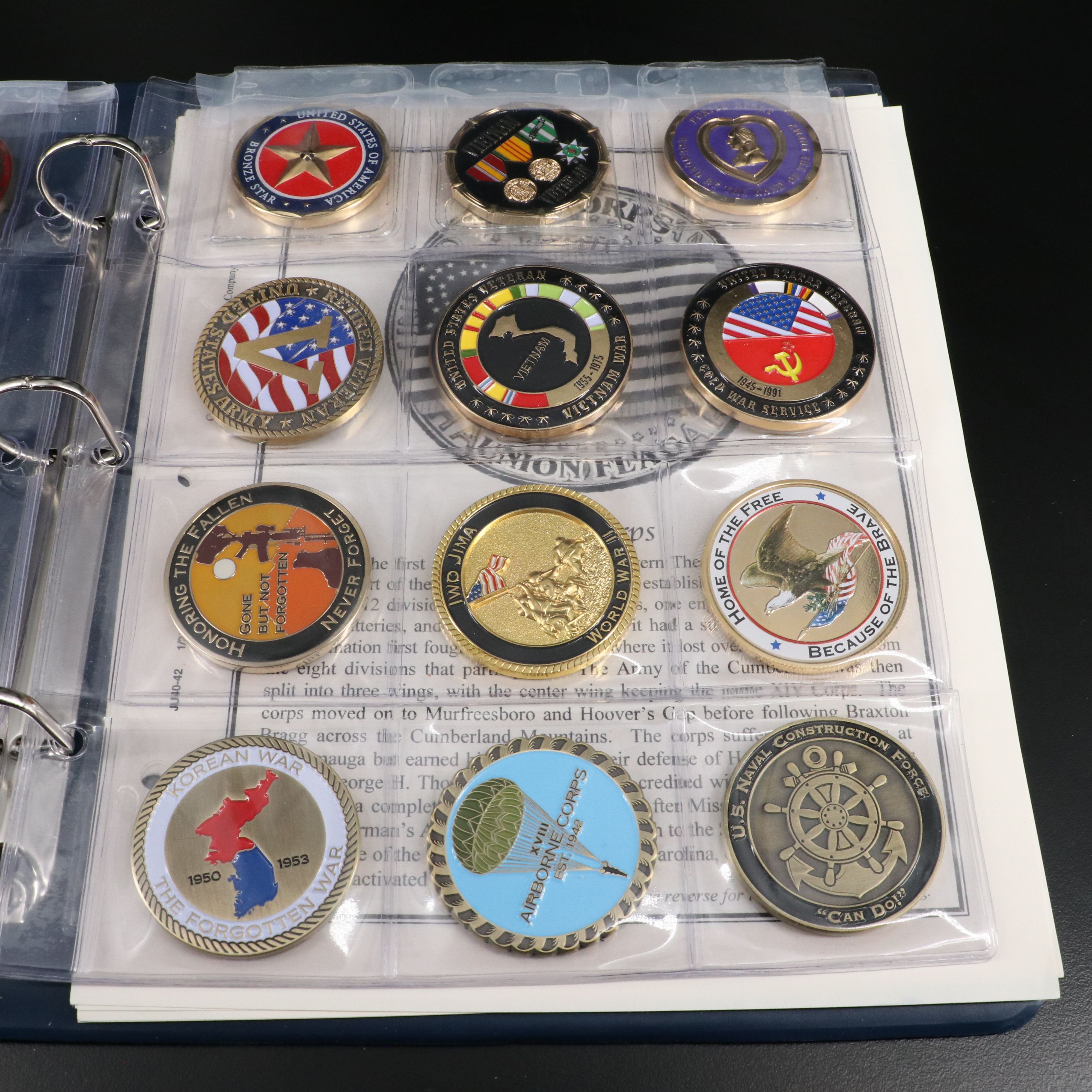 Collection of 37 U.S. Military Challenge Coins and Other Military Tokens