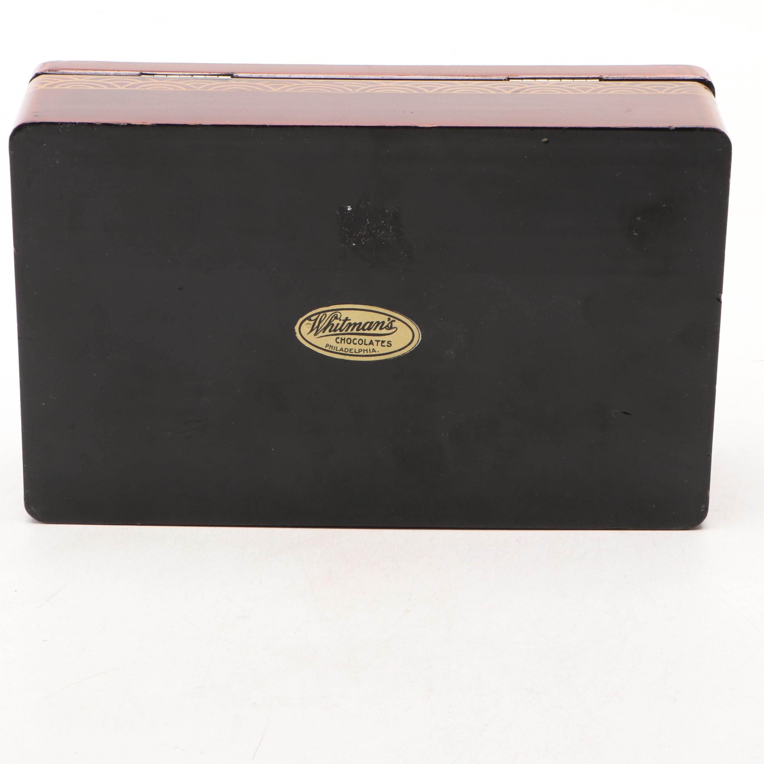 Whitman Chocolates Hand-Painted Metal Box, Mid-20th Century