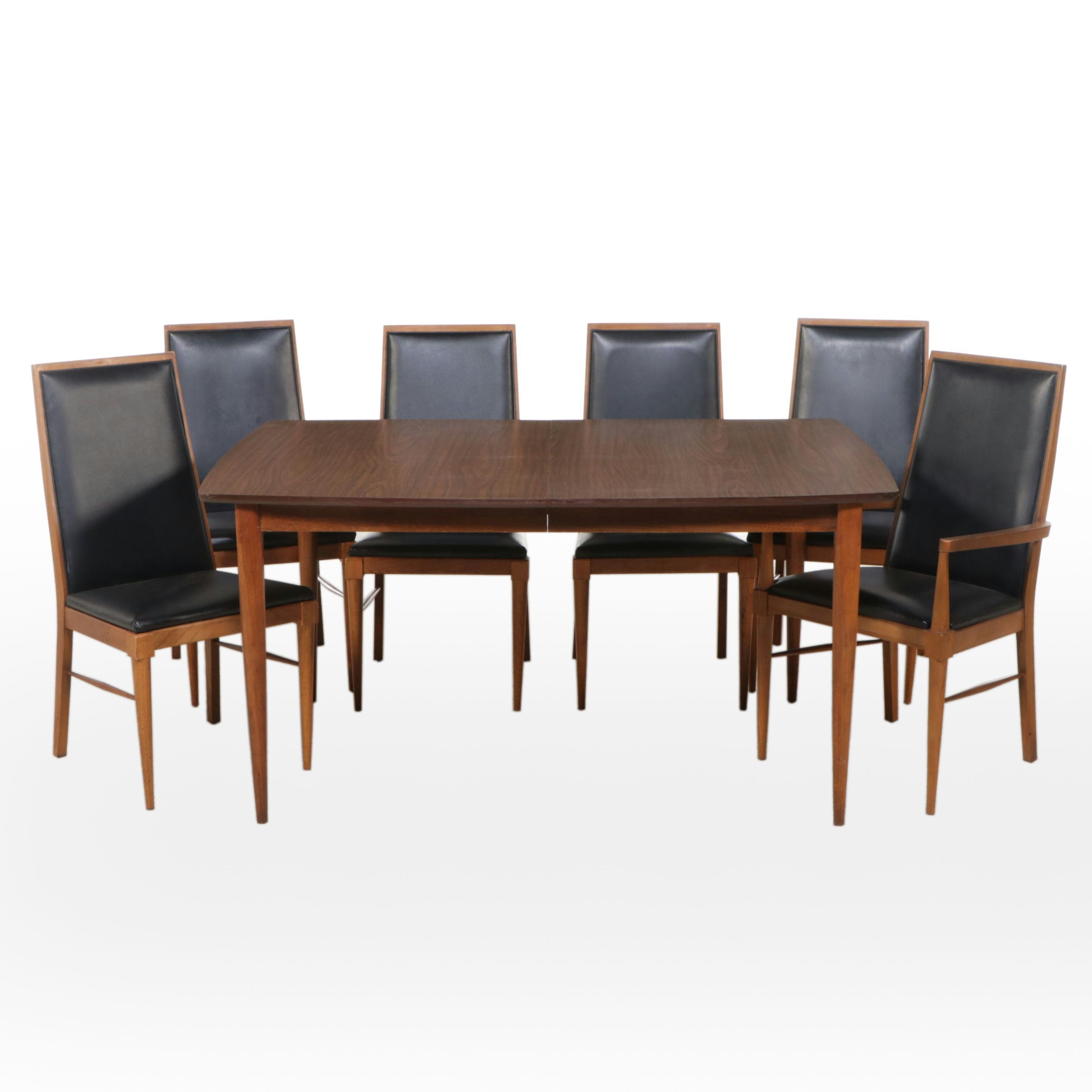 Mid Century Modern Dining Table with Dillingham "Espirit" Walnut Dining Chairs