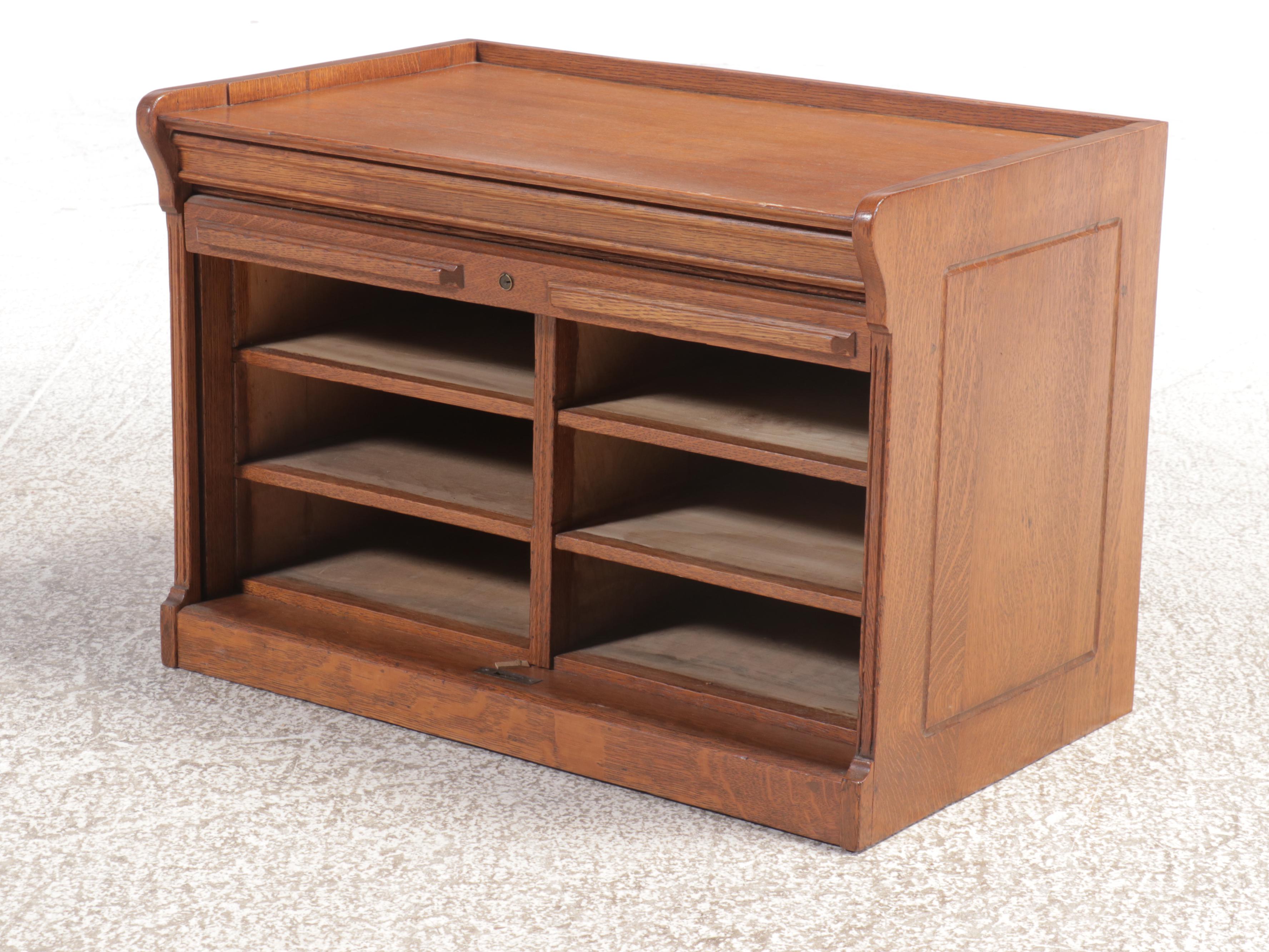Oak Tambour Cabinet, Early 20th Century