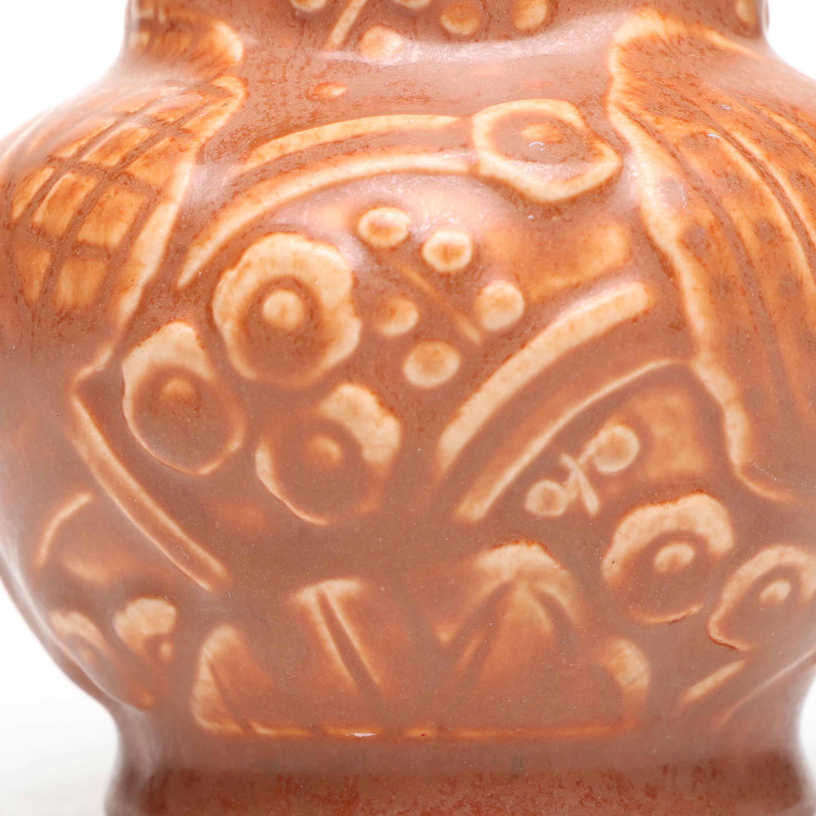 Rookwood Pottery Art Deco Three-Lobed Vase & Incised Floral Vase, Early 20th C.