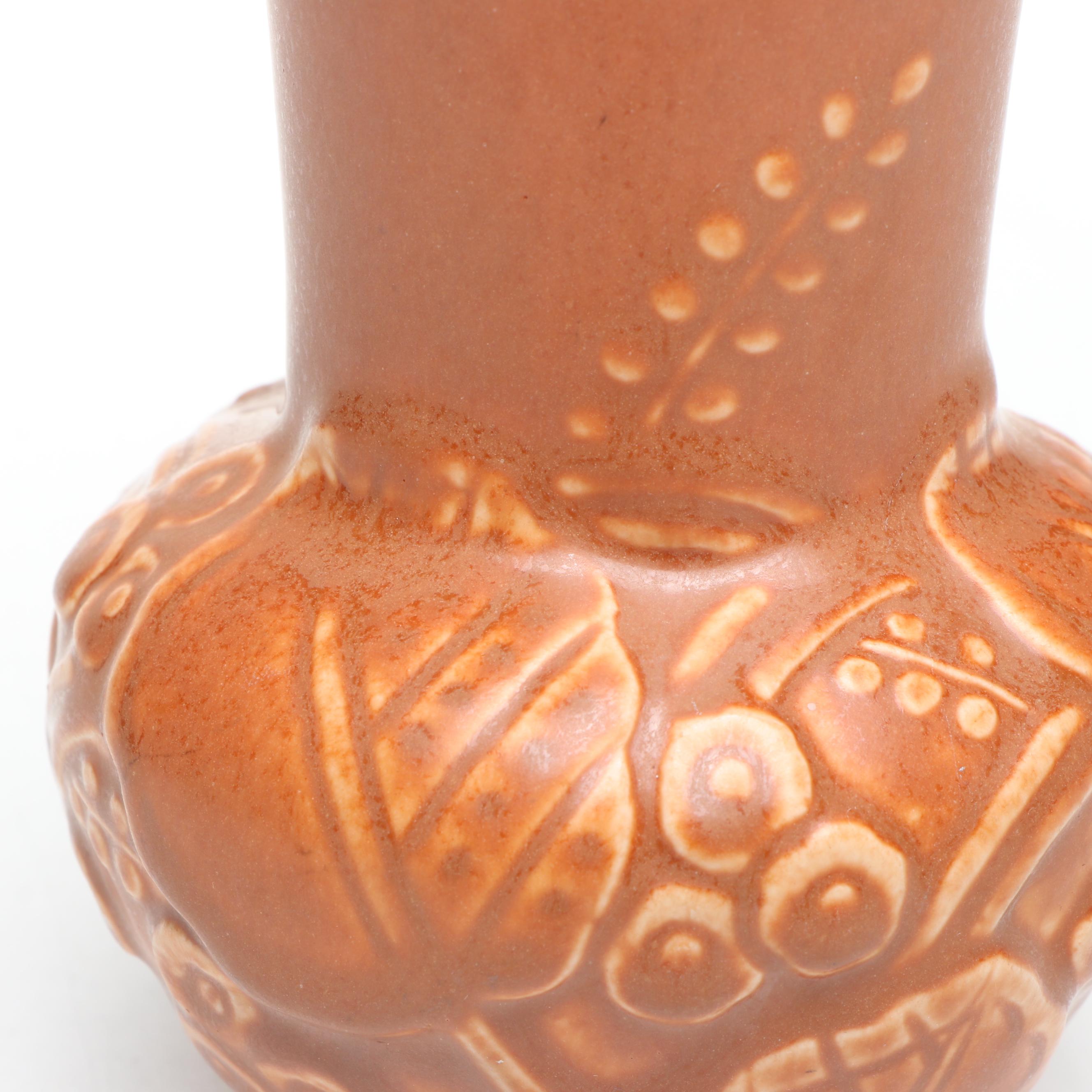 Rookwood Pottery Art Deco Three-Lobed Vase & Incised Floral Vase, Early 20th C.