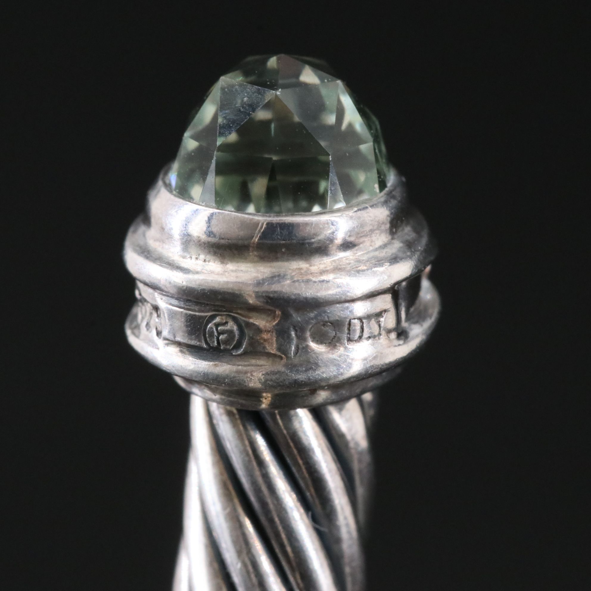 David Yurman Sterling Prasiolite and Diamond Cable Cuff Bracelet