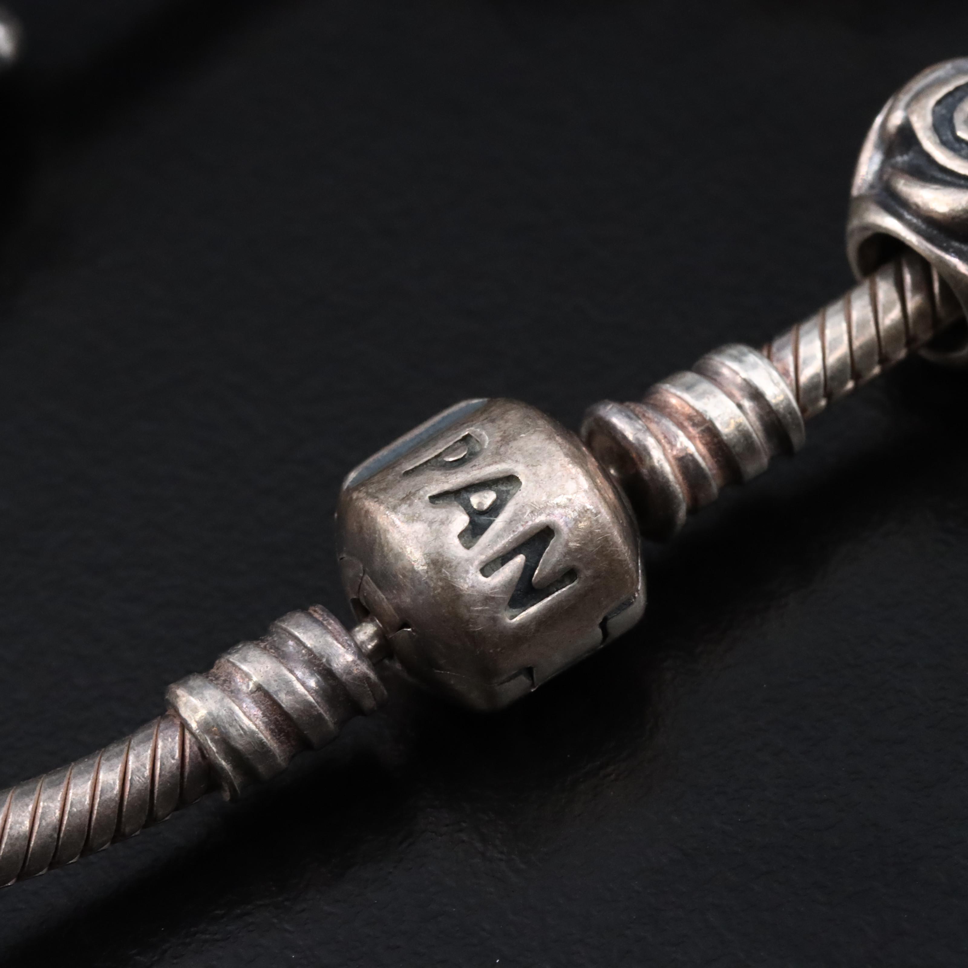 Pandora Sterling Charm Bracelet with Citrine and Chalcedony