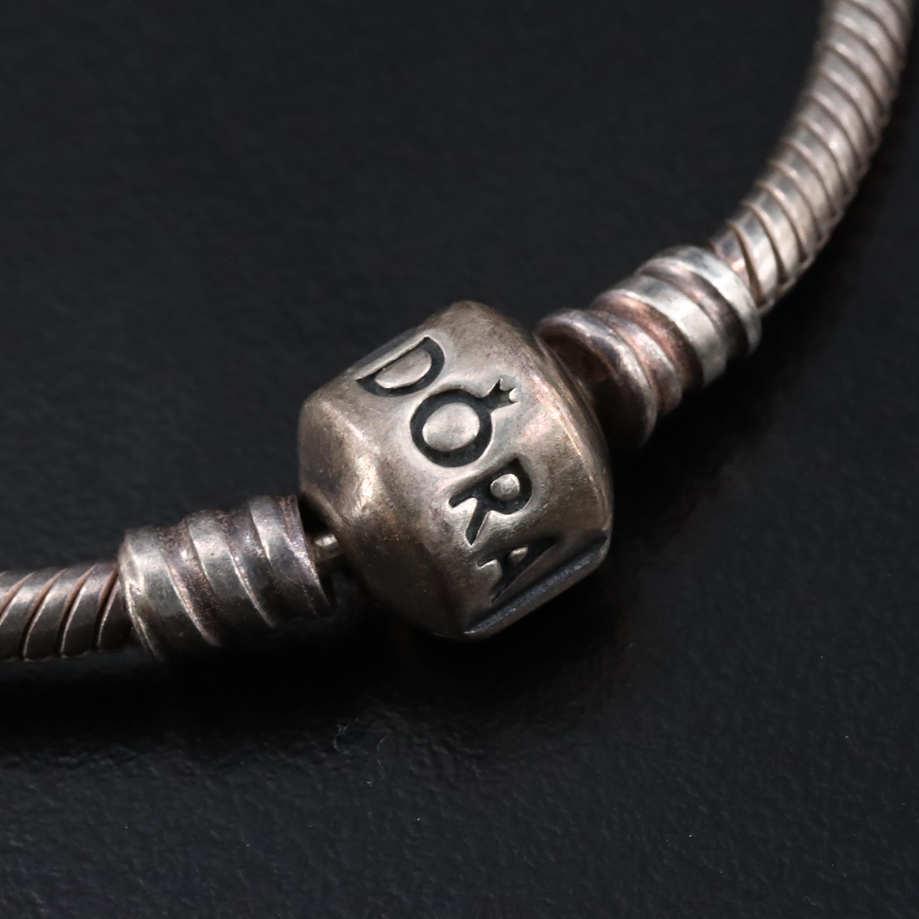 Pandora Sterling Charm Bracelet with Citrine and Chalcedony