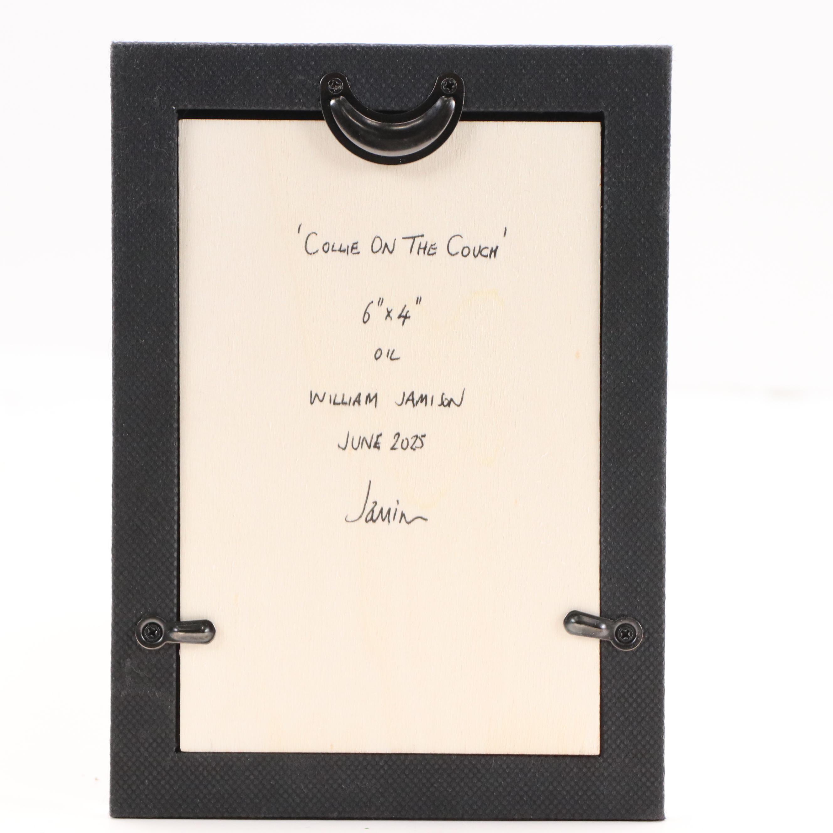 William Jamison Oil Painting of a Dog "Collie On The Couch," 2025