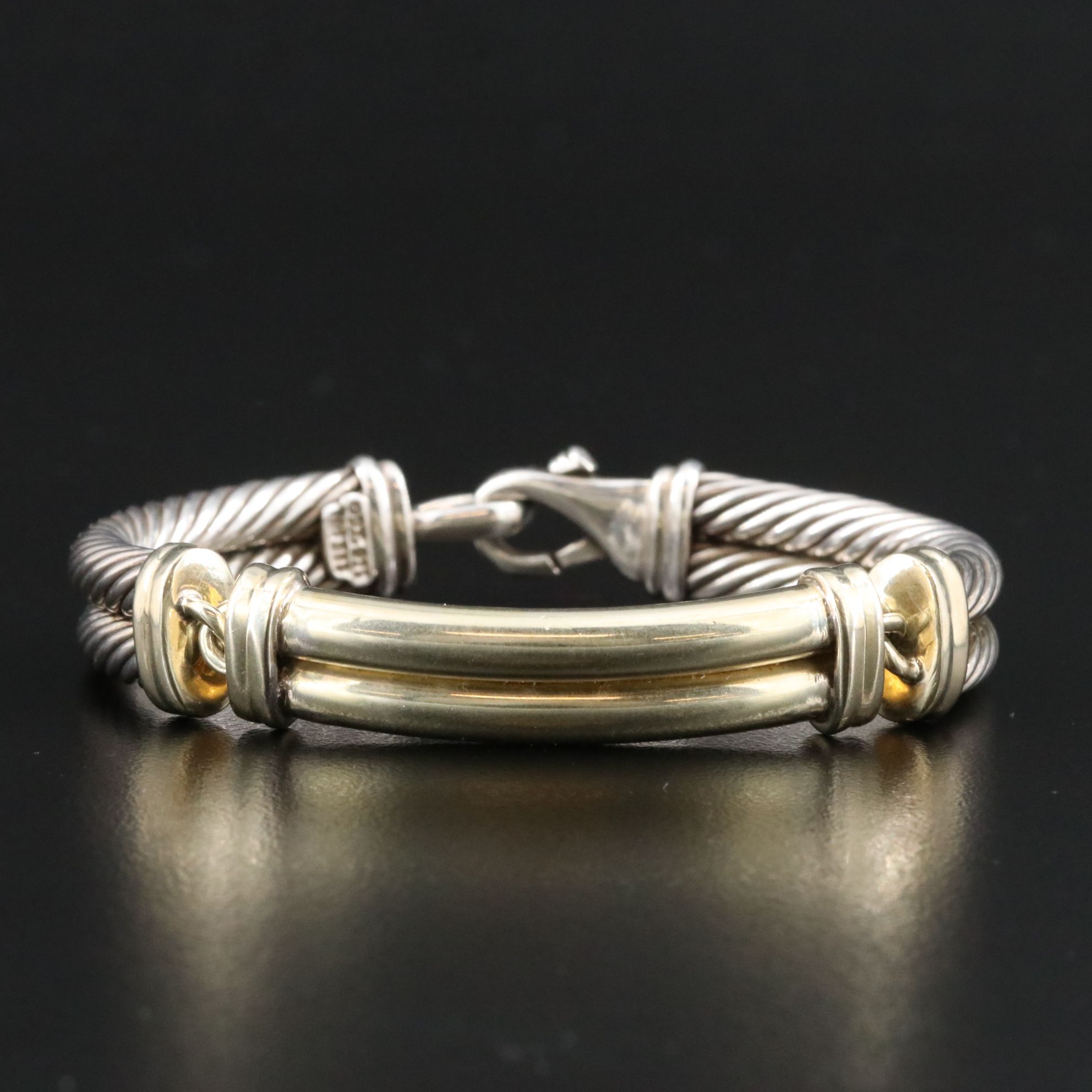 David Yurman Metro Sterling and 14K Double Cable Bracelet
