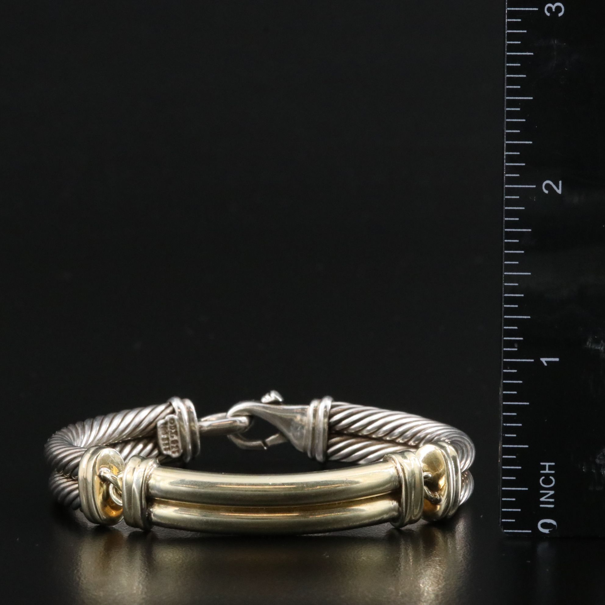 David Yurman Metro Sterling and 14K Double Cable Bracelet