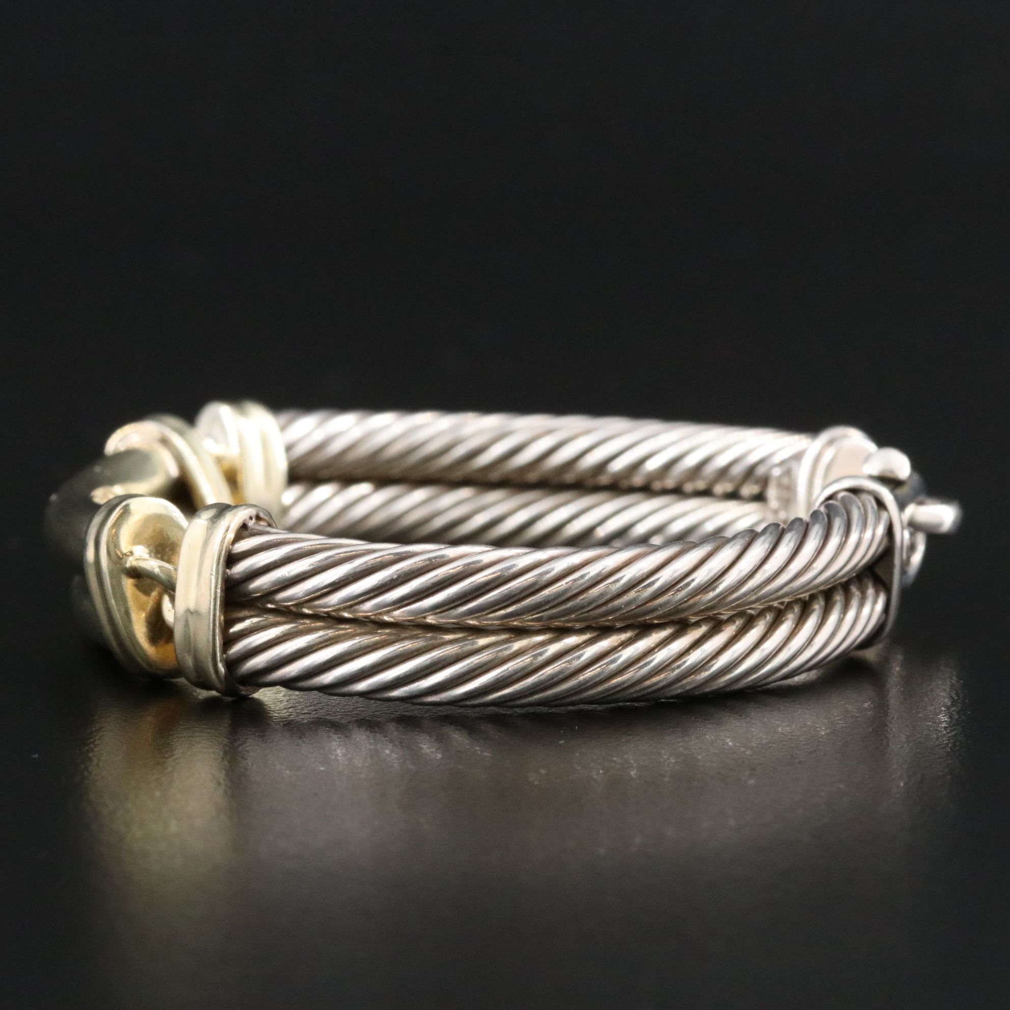 David Yurman Metro Sterling and 14K Double Cable Bracelet
