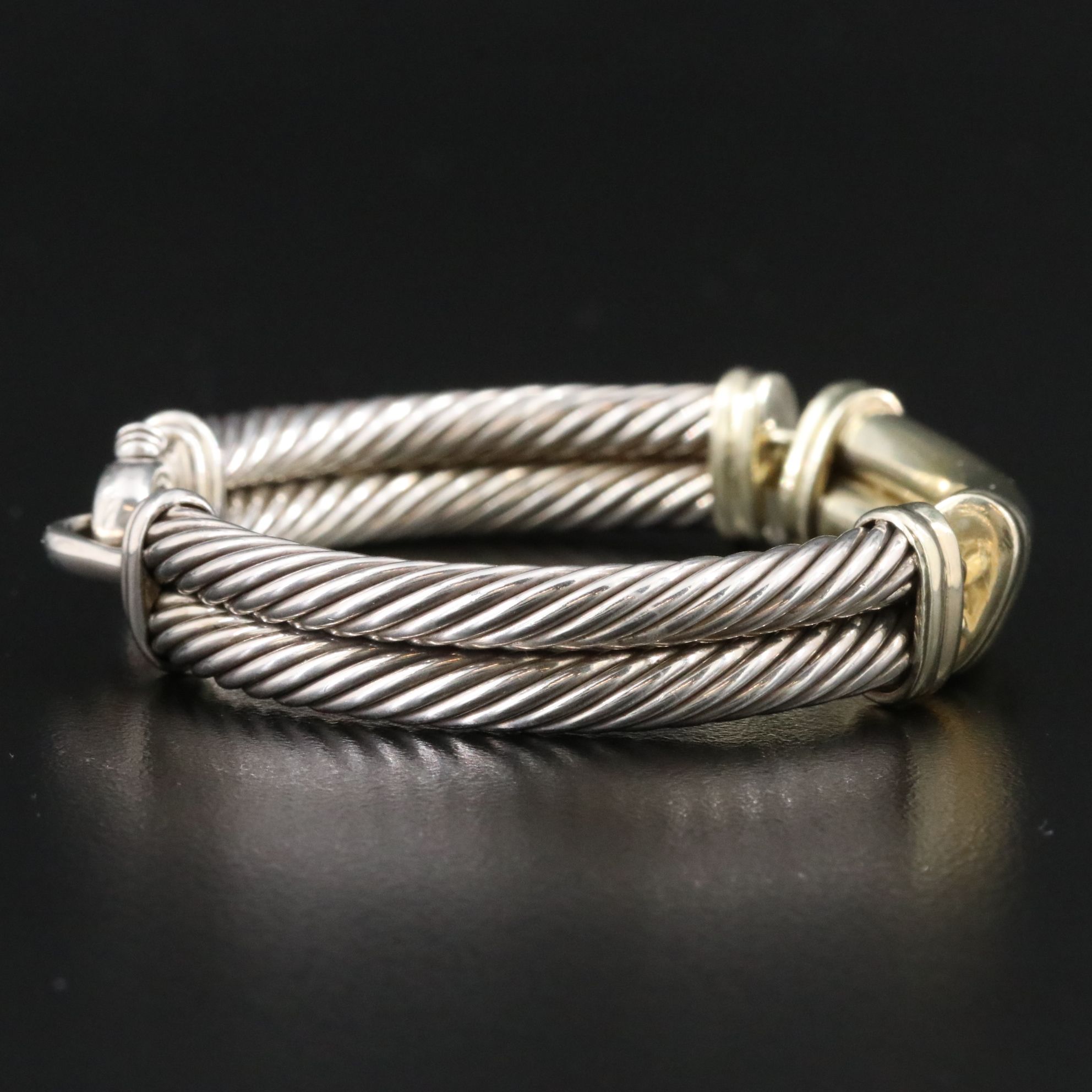 David Yurman Metro Sterling and 14K Double Cable Bracelet