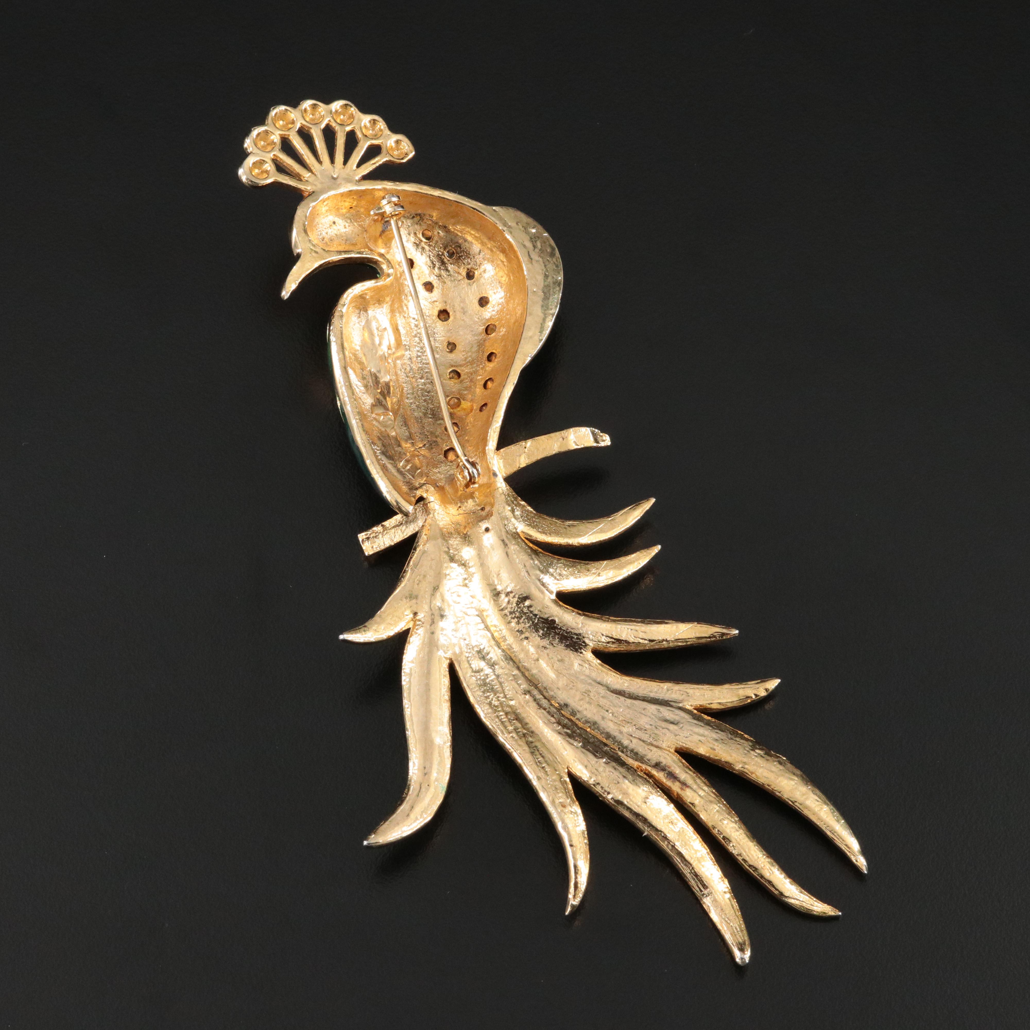 Vintage Phoenix Rhinestone and Enamel Brooch