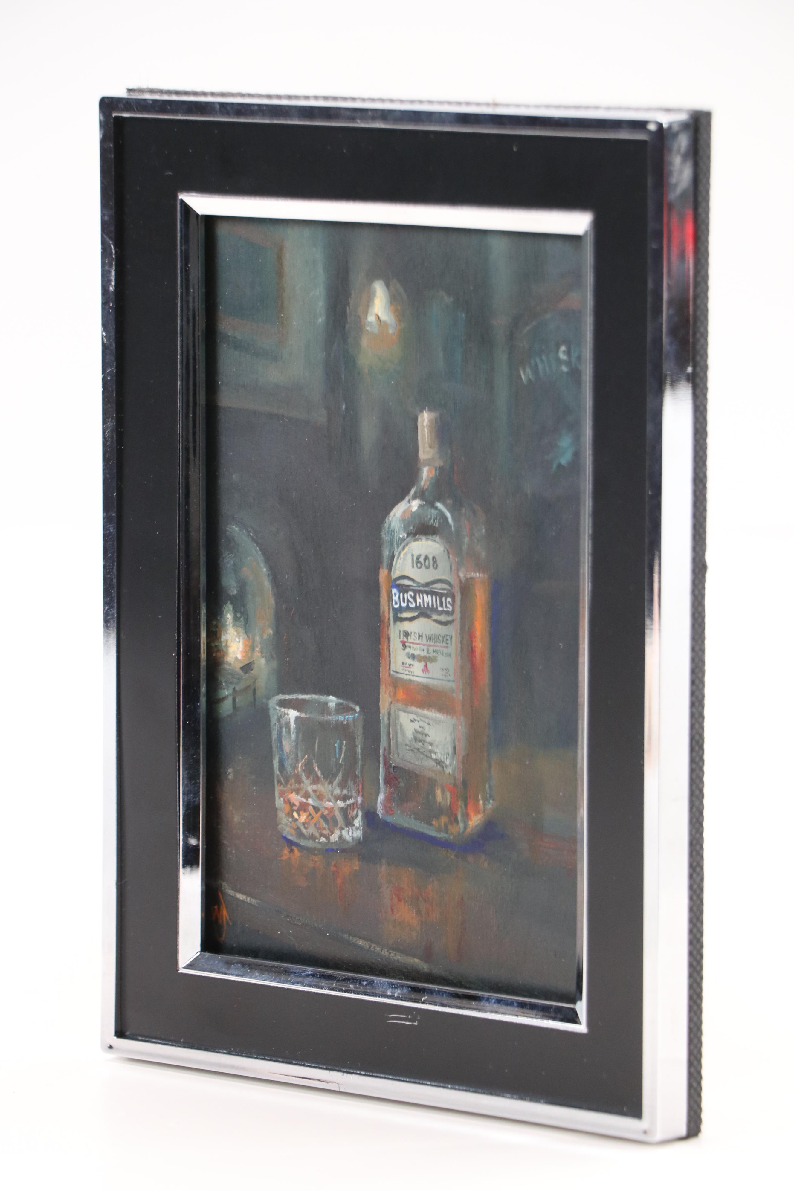 William Jamison Still Life Oil Painting "Bushmills Whiskey," 21st Century
