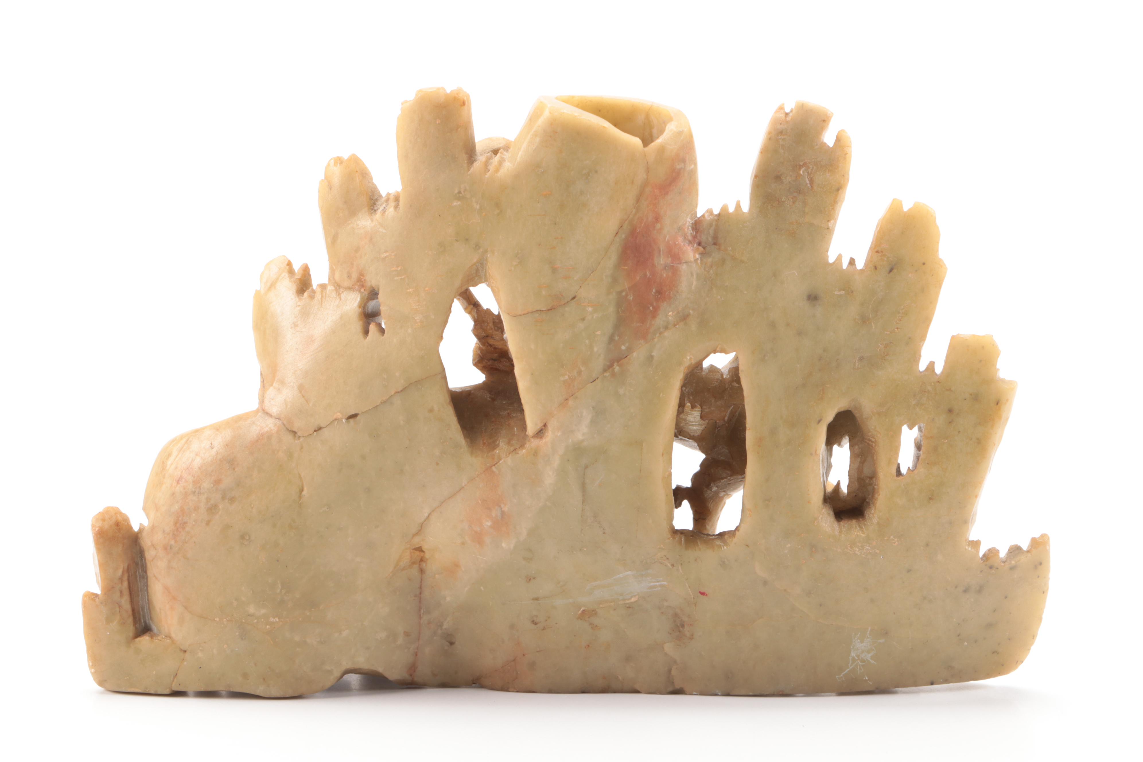 Chinese Carved Monkeys Soapstone Brush Pot