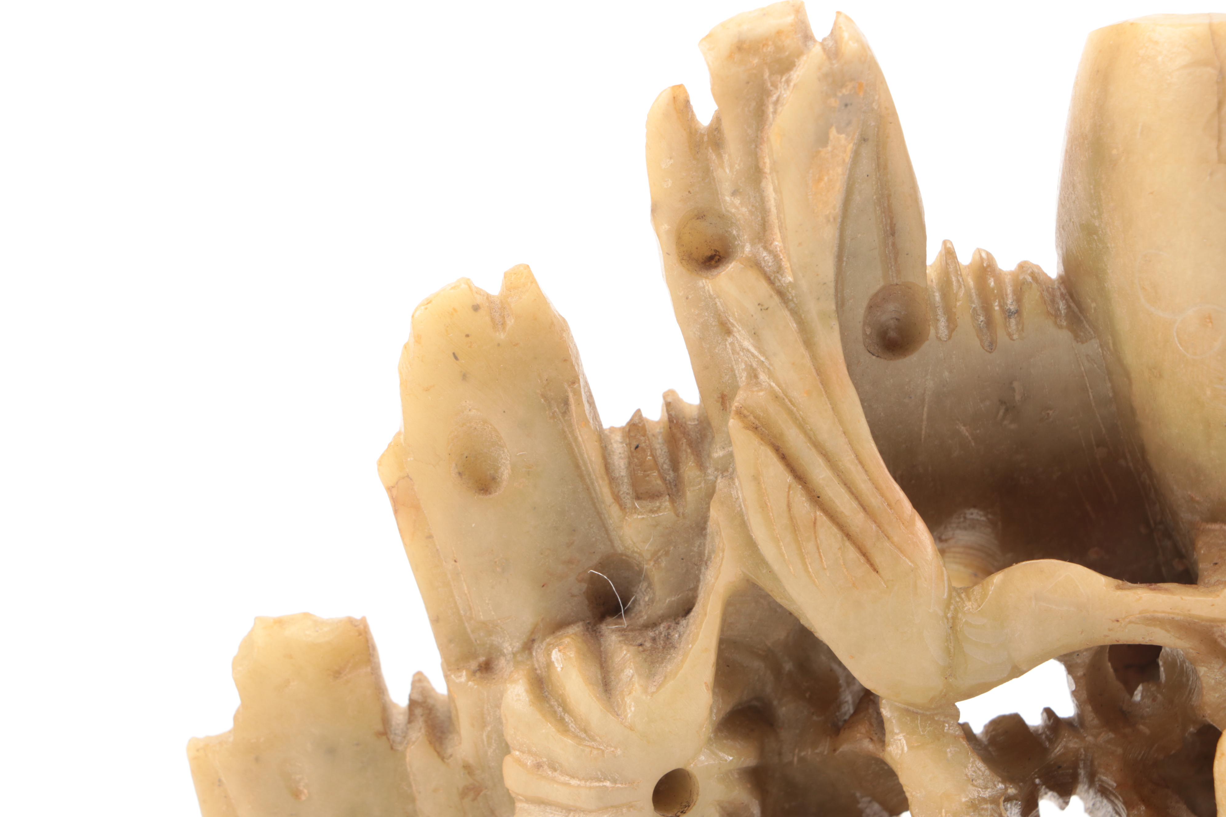 Chinese Carved Monkeys Soapstone Brush Pot