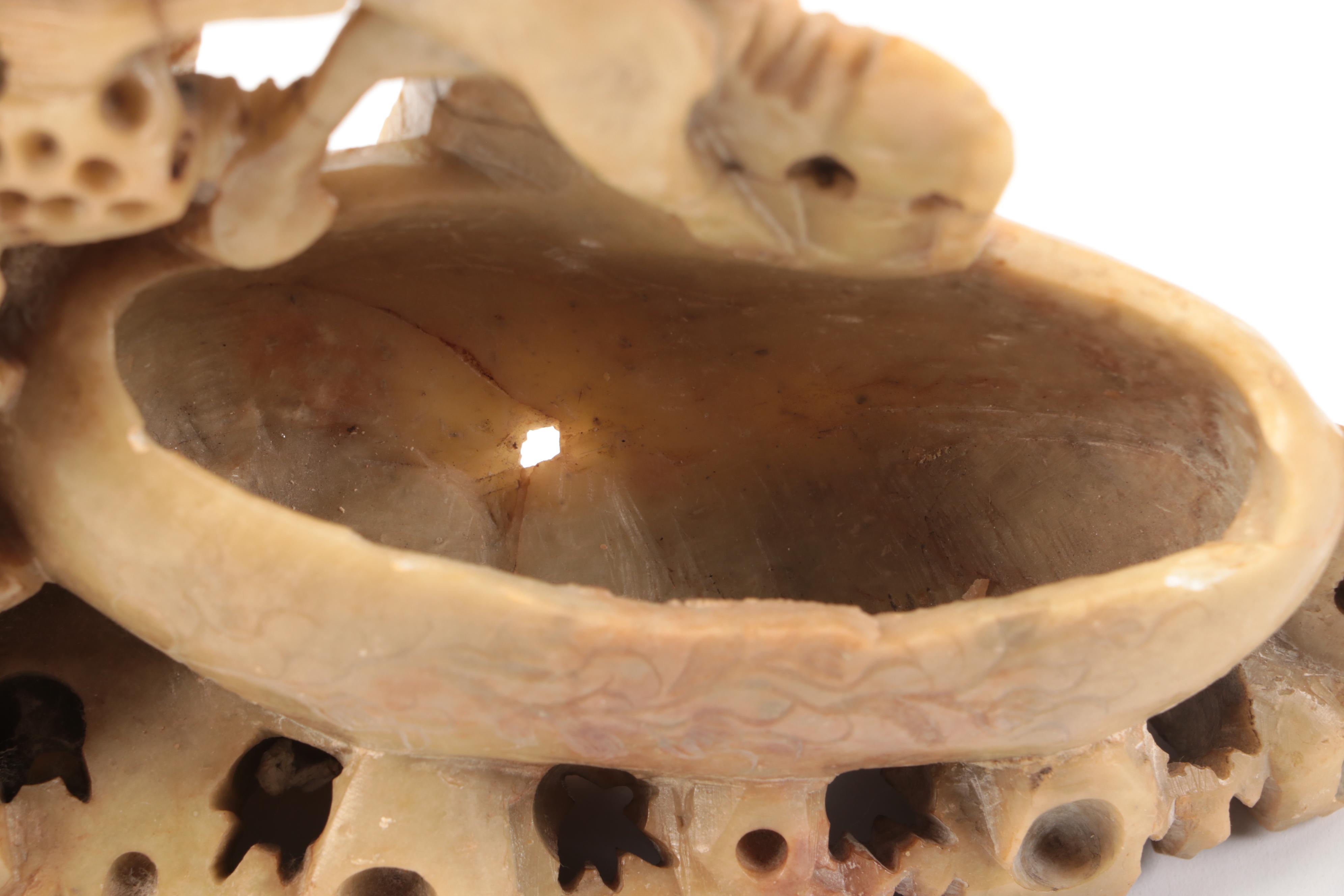 Chinese Carved Monkeys Soapstone Brush Pot