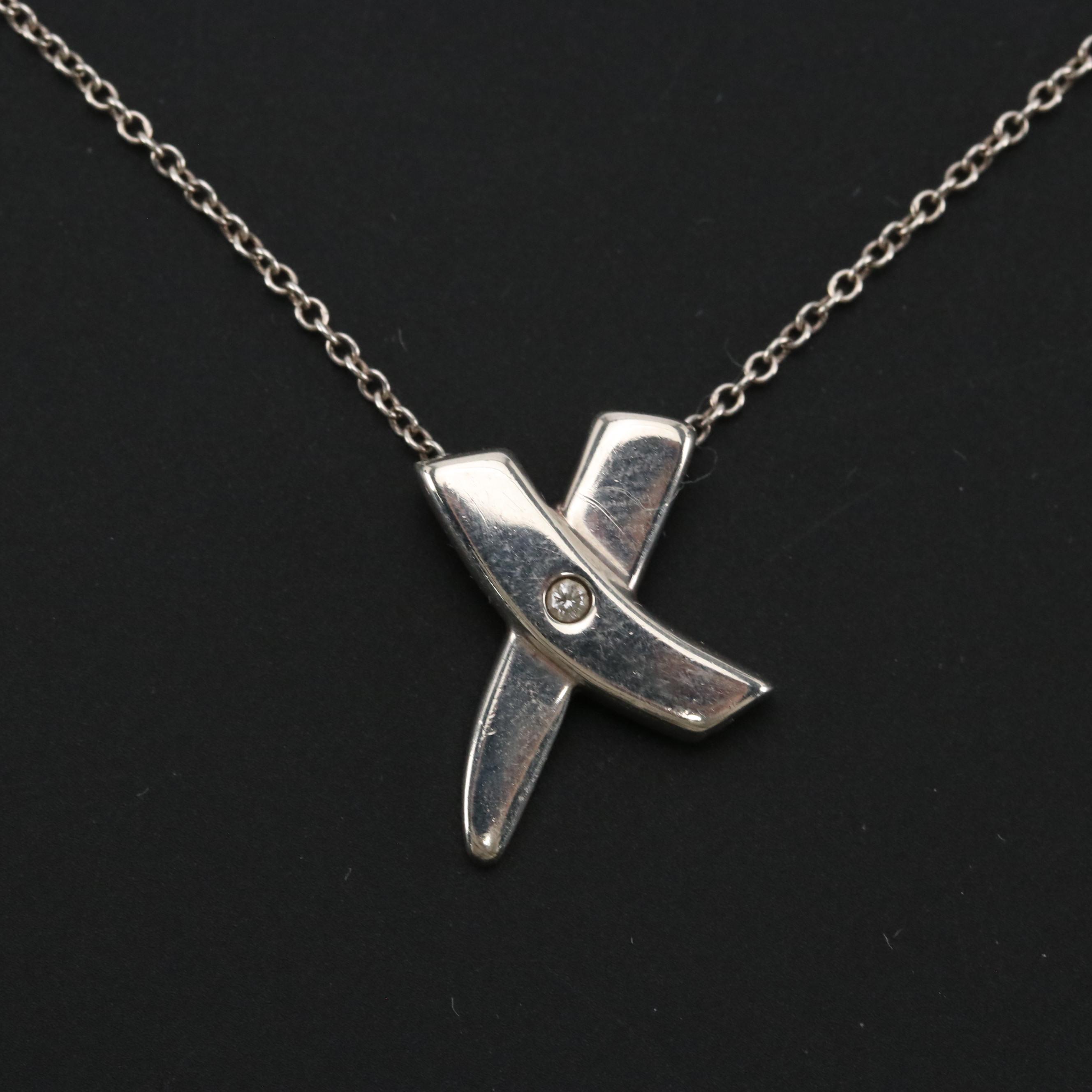 Paloma Picasso for Tiffany & Co. Sterling Diamond Graffiti X Necklace