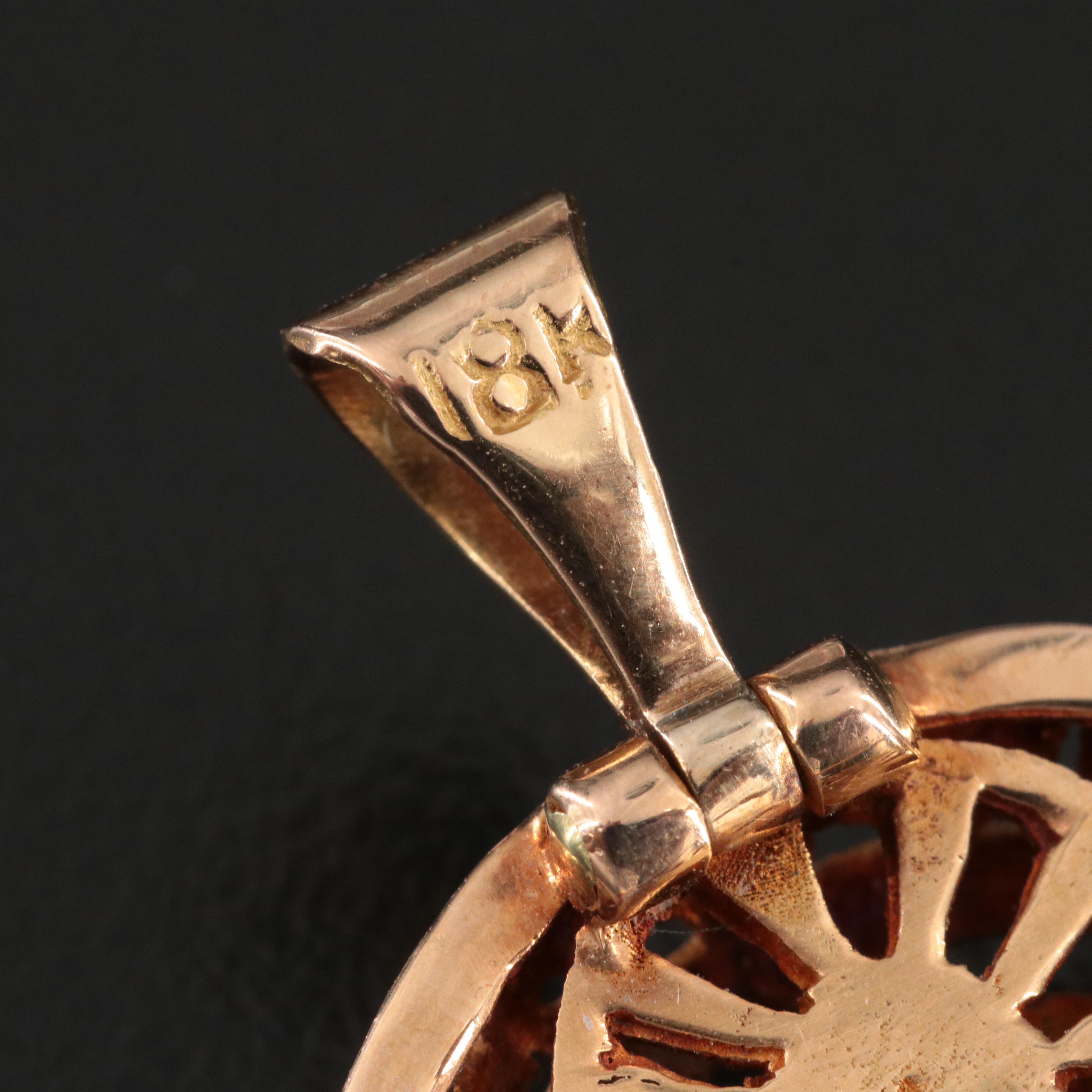 Mesoamerican Themed 18K Converter Brooch