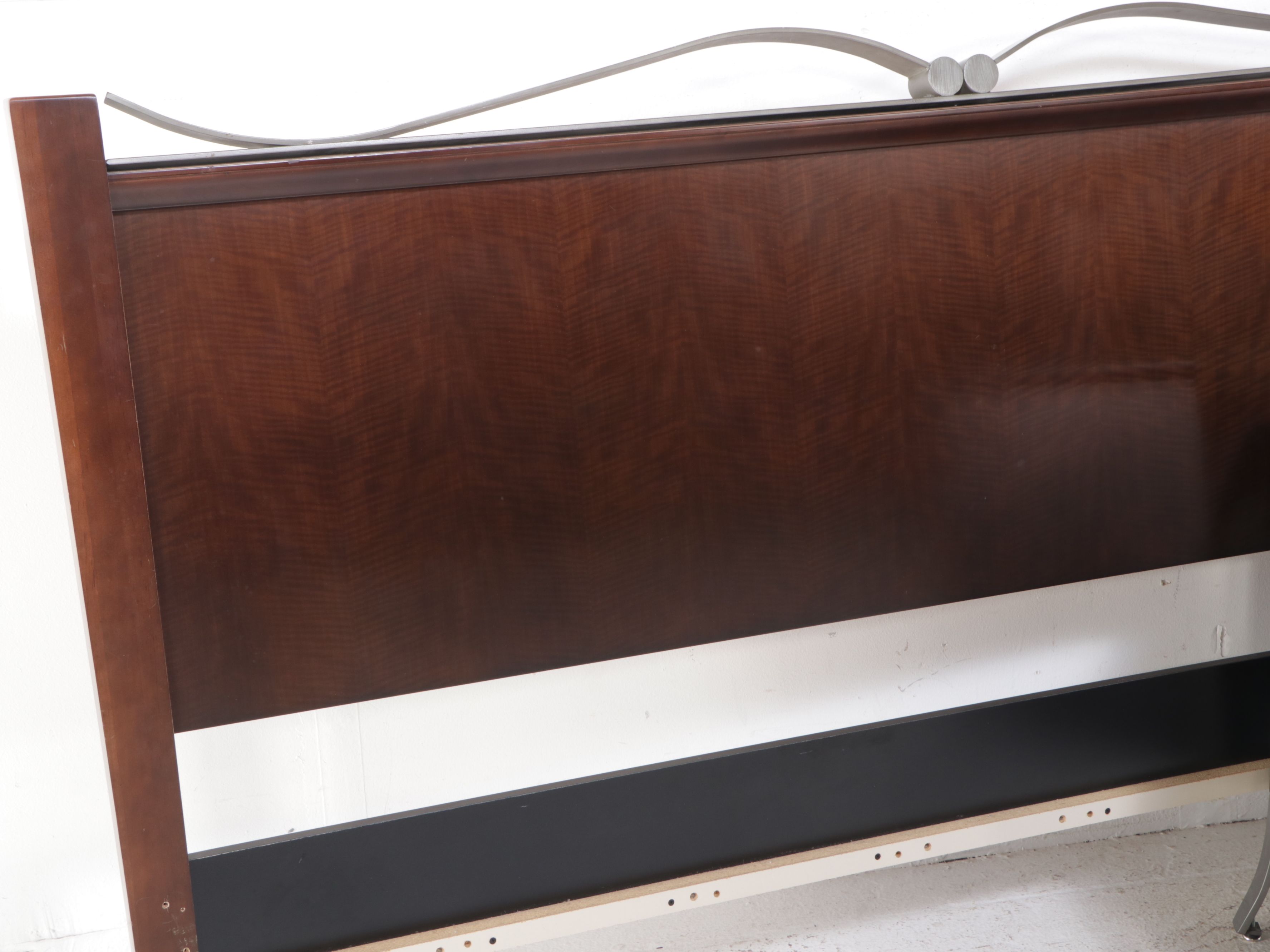 Contemporary Wood and Metal King Size Headboard and Two Nightstands