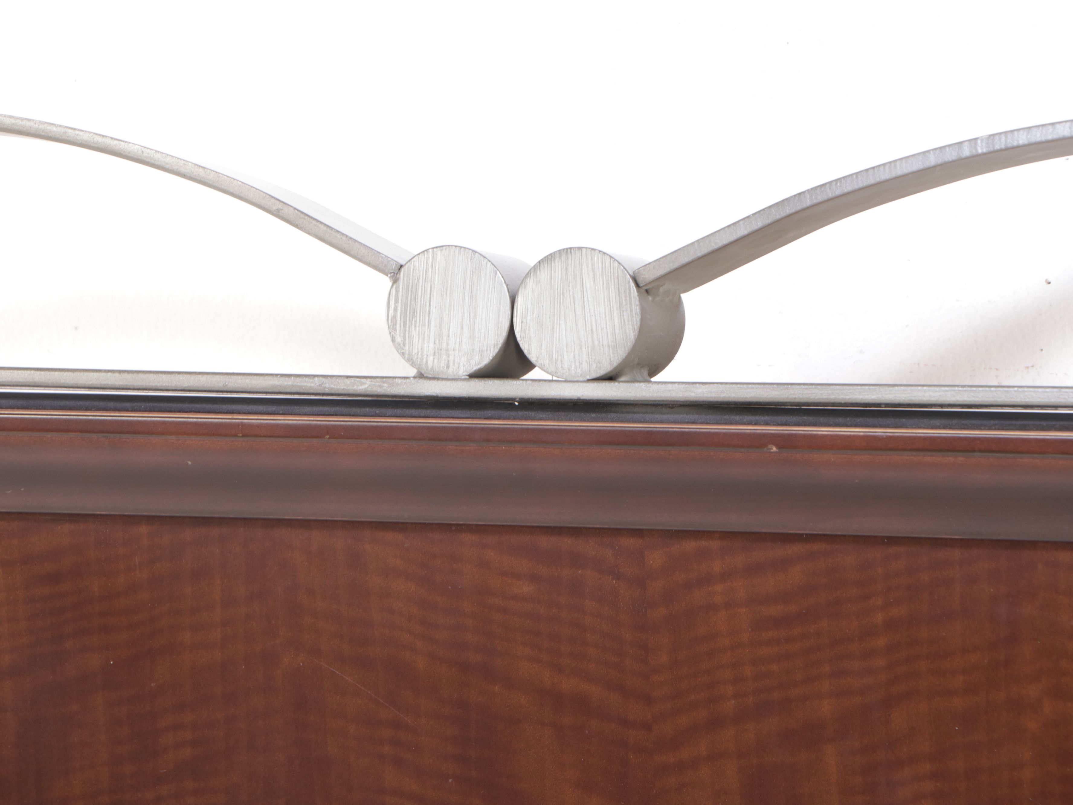 Contemporary Wood and Metal King Size Headboard and Two Nightstands