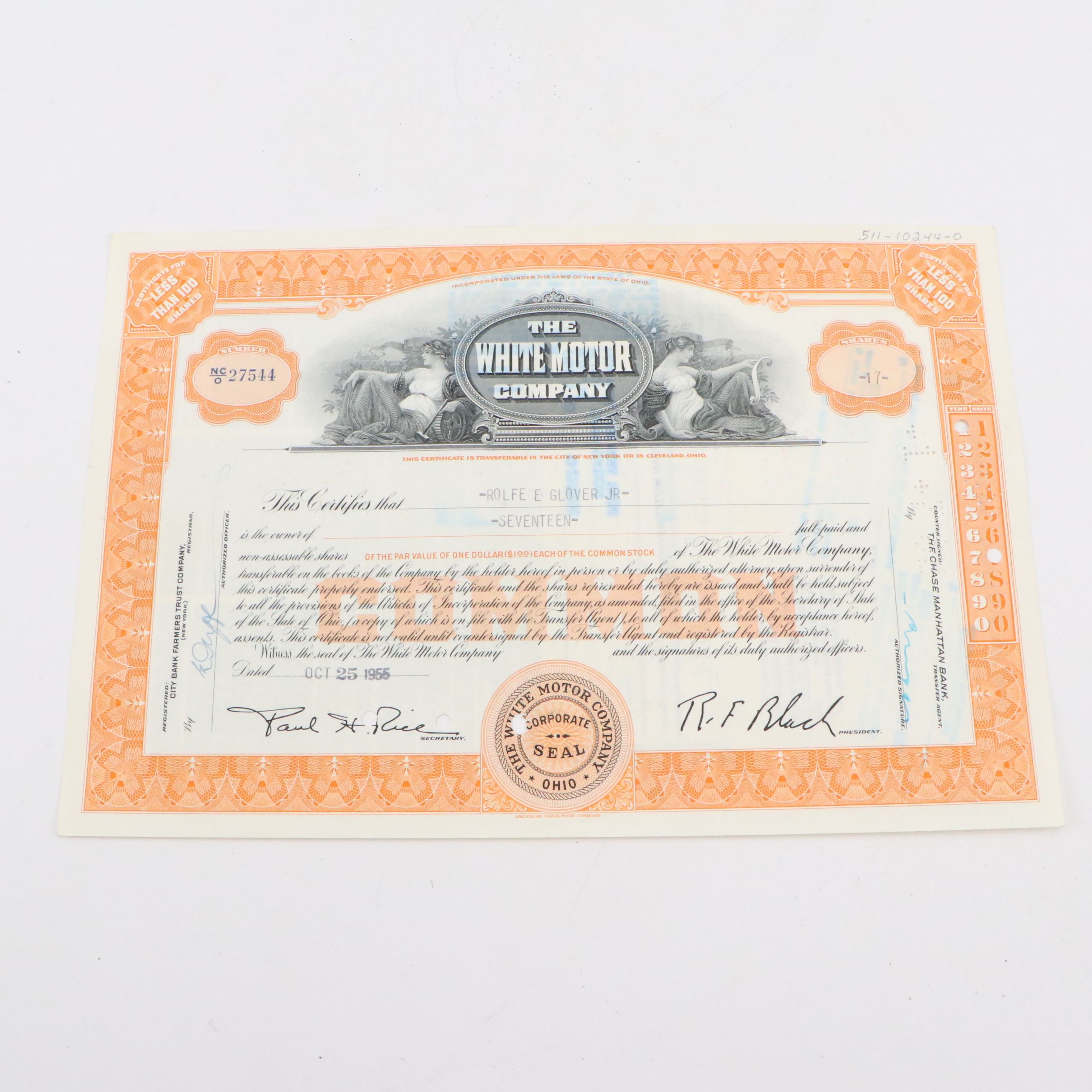 White Motor and Phelps Dodge Stock Certificates, Mid-20th Century