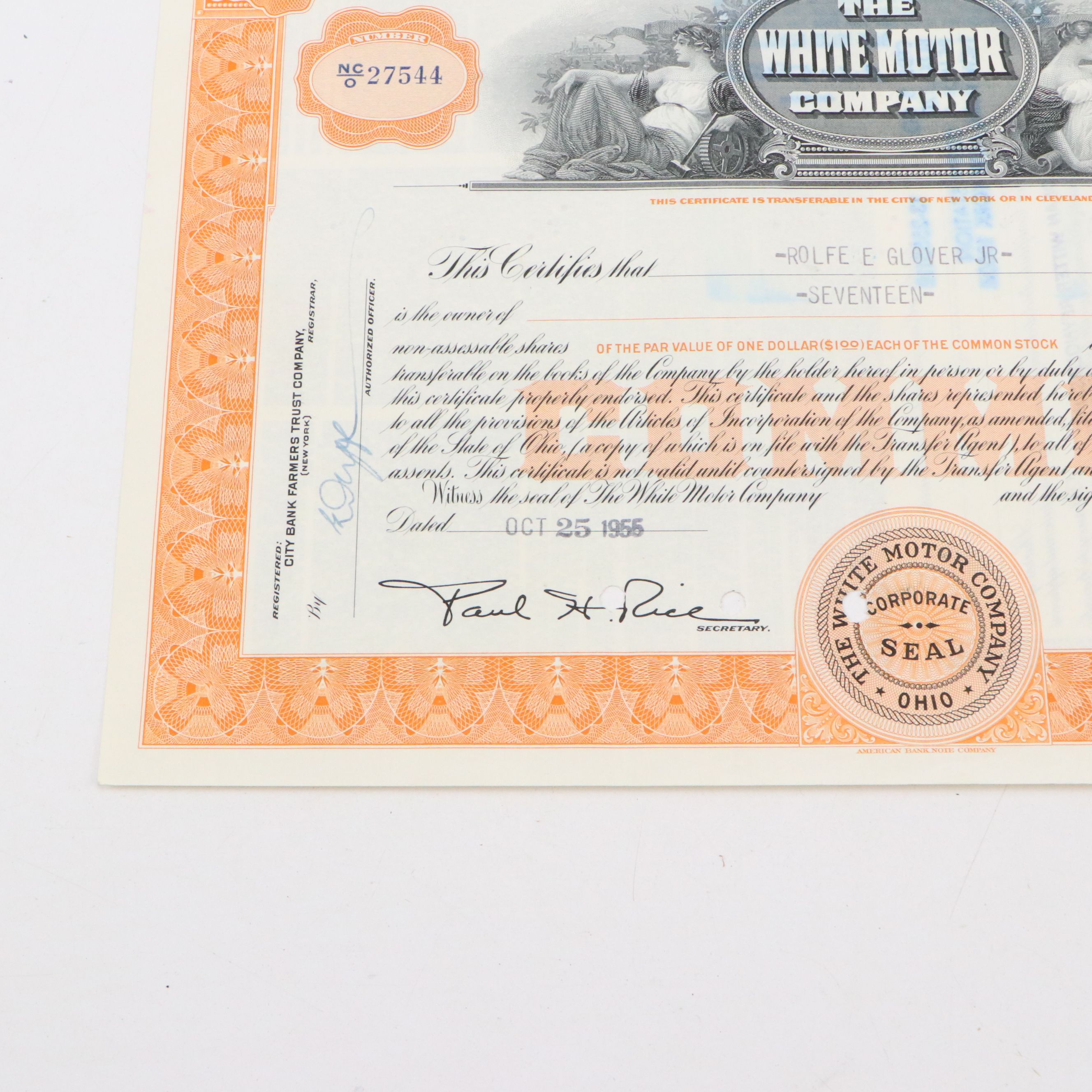 White Motor and Phelps Dodge Stock Certificates, Mid-20th Century