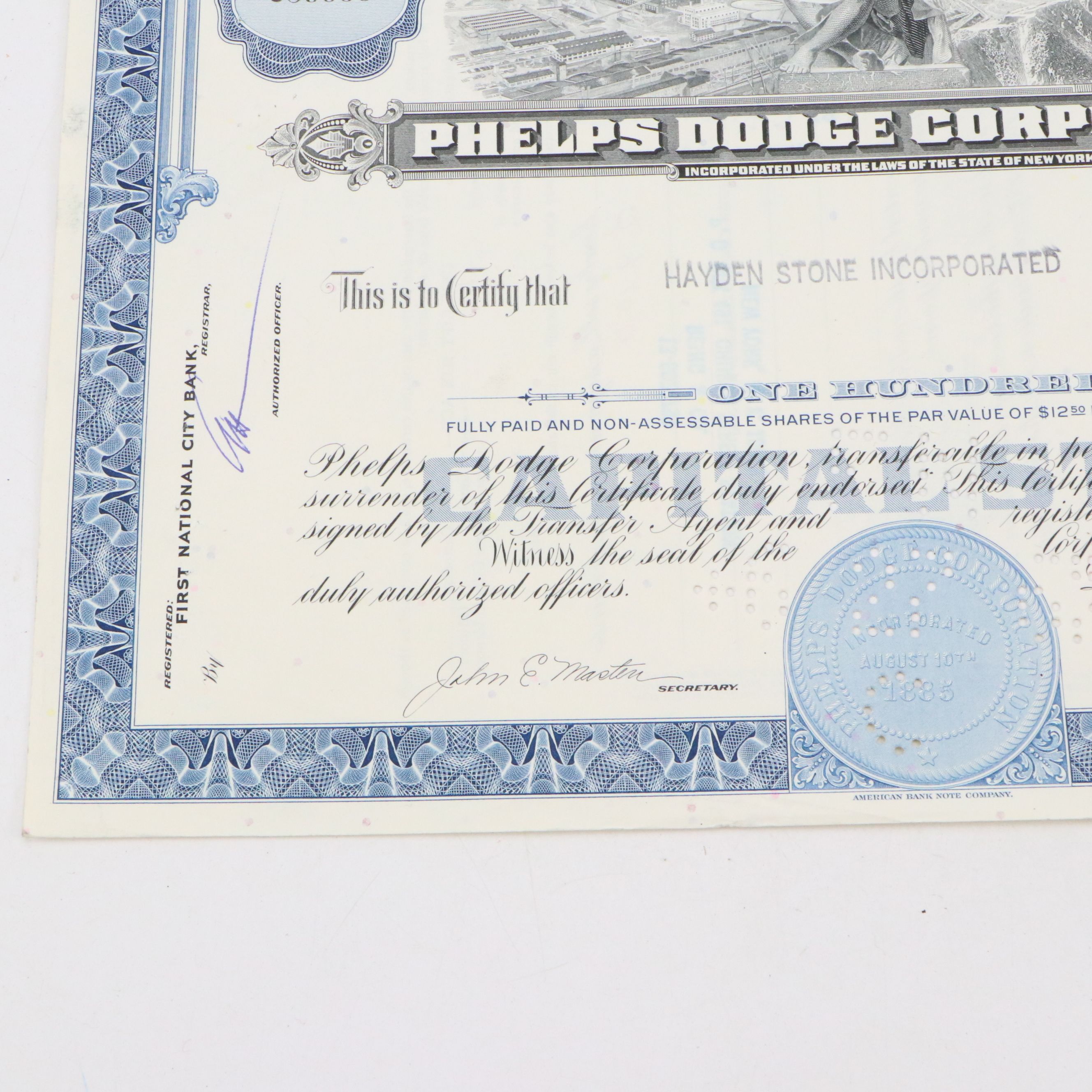 White Motor and Phelps Dodge Stock Certificates, Mid-20th Century